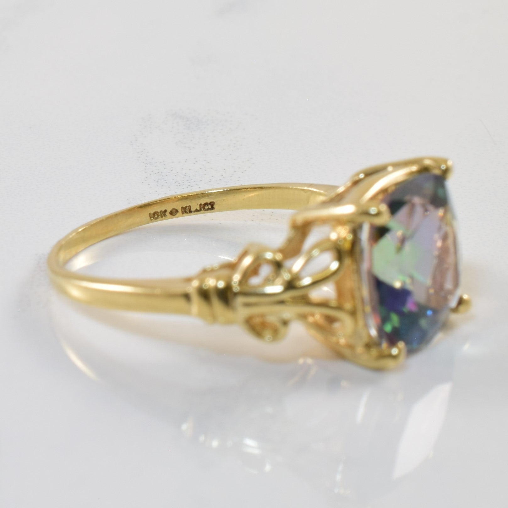 Ornate Split Shank Mystic Topaz Ring | 6.00ct | SZ 8 |