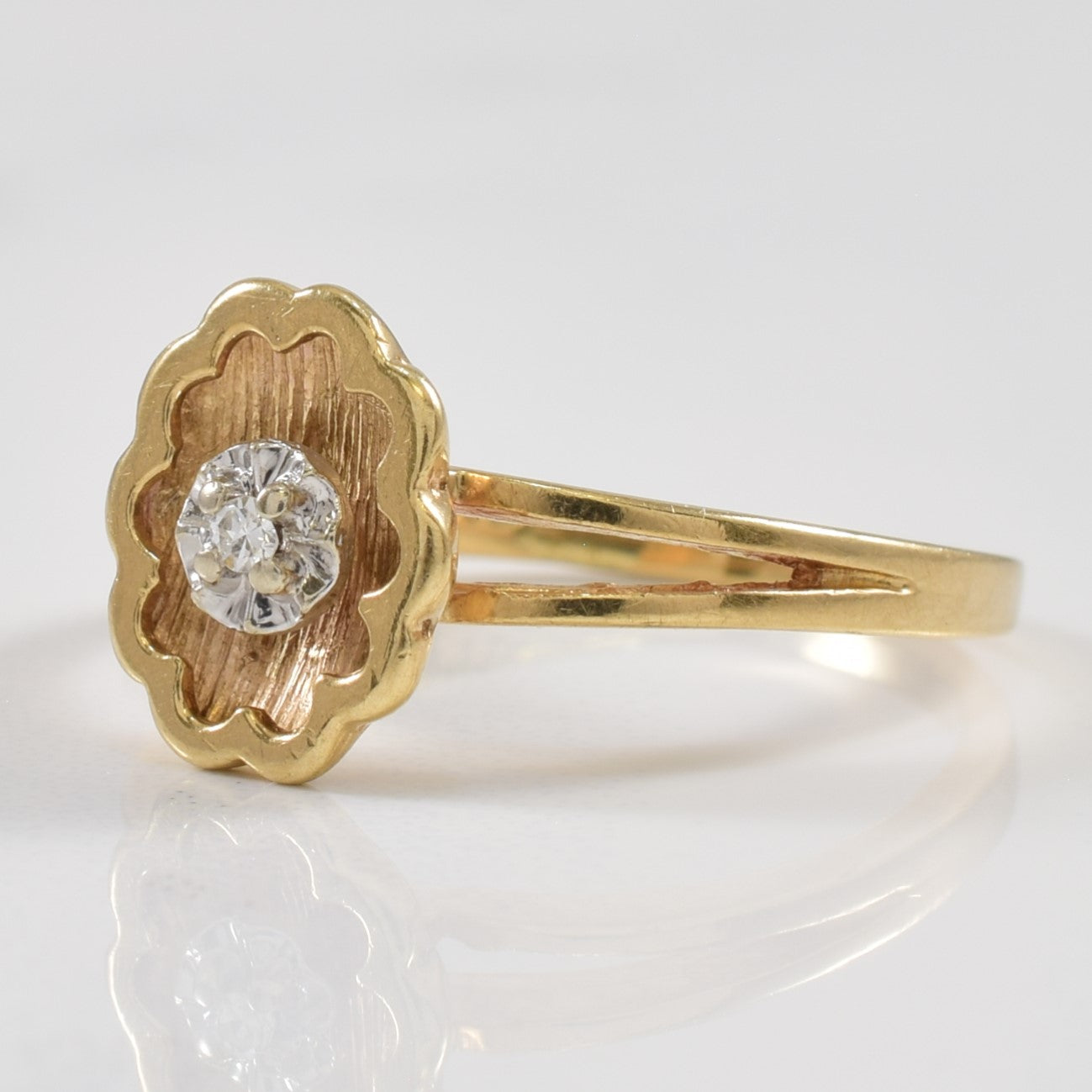 Solitaire Diamond Flower Ring | 0.01ct | SZ 5 |