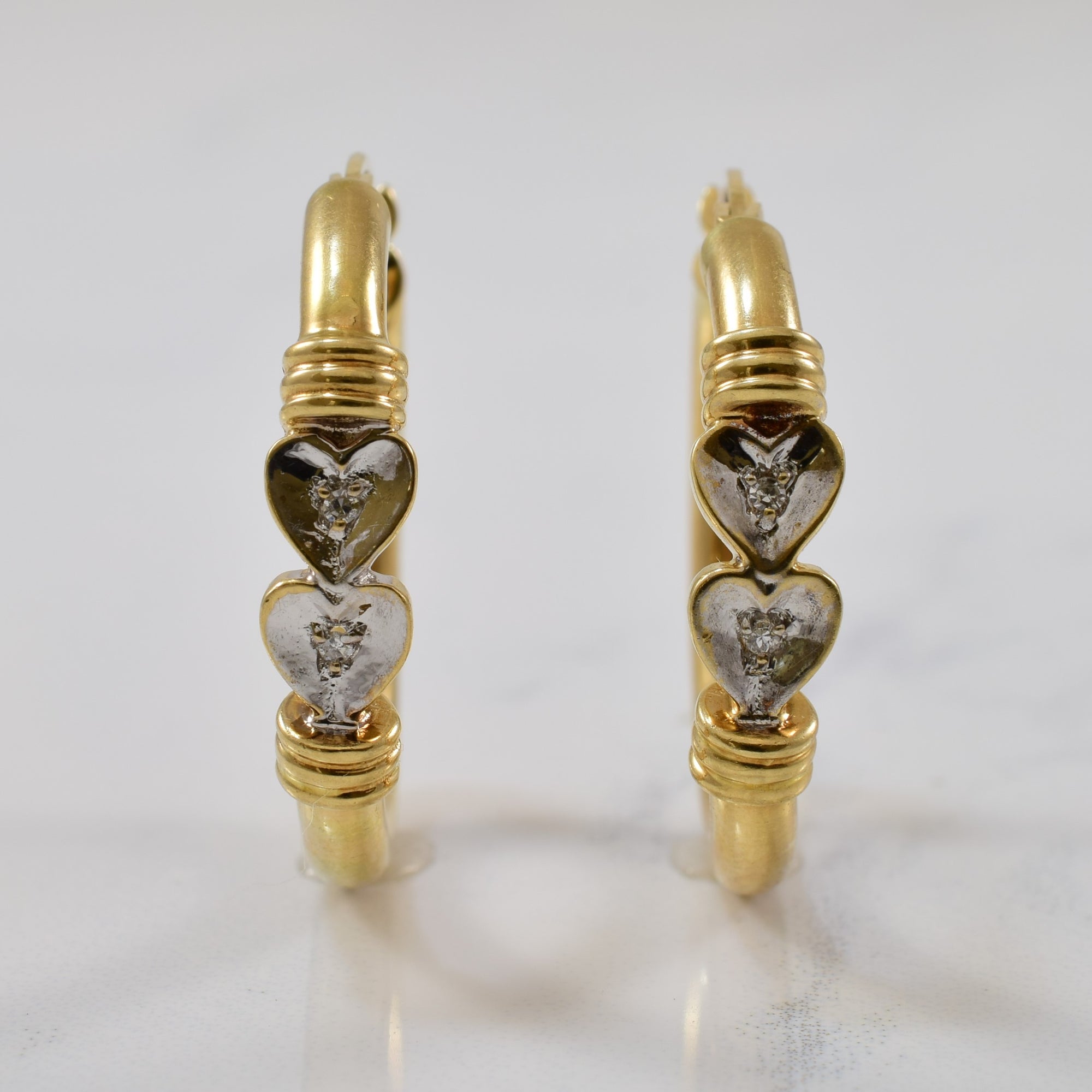 Diamond Heart Hoop Earrings | 0.02ctw |