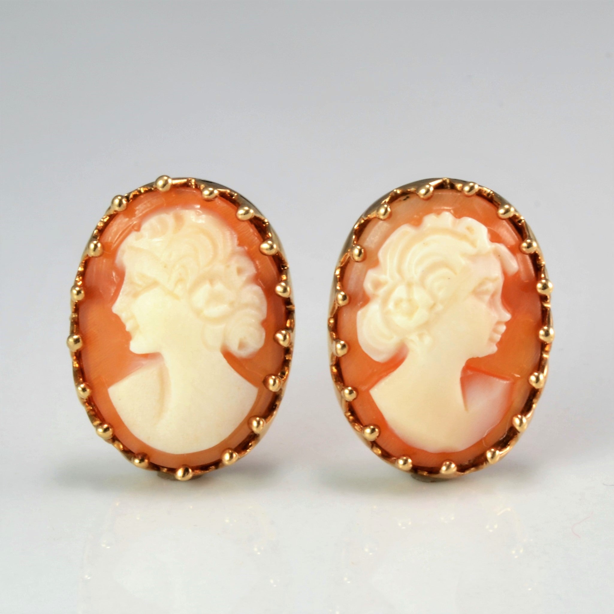 Cameo Gold Stud Earrings