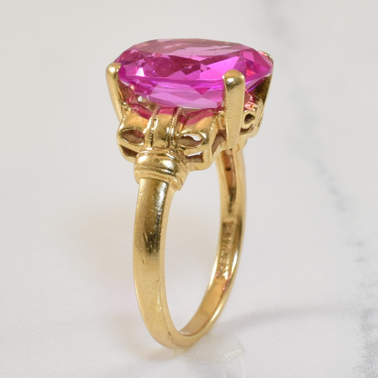 Synthetic pink clearance sapphire ring