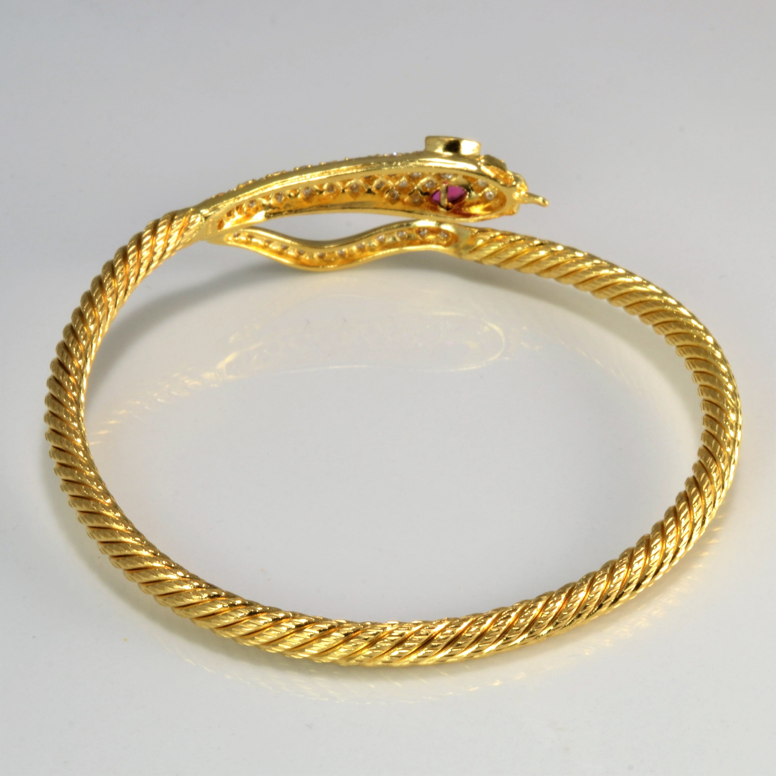 Diamond & Ruby Snake Bangle | 1.00 ctw, 8''|