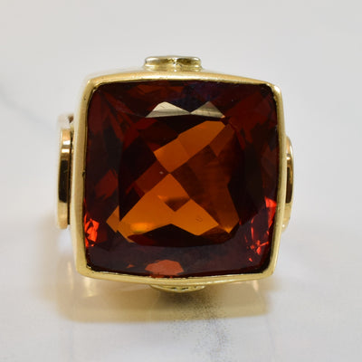 Citrine & Diamond Cocktail Ring | 24.00ct, 0.17ct | SZ 8.5 |