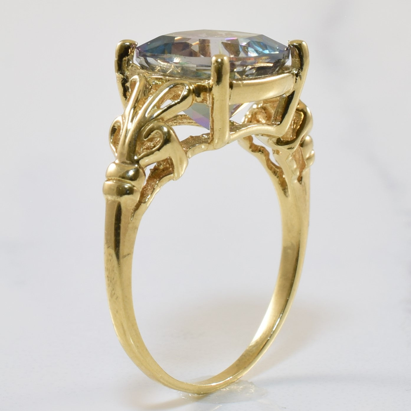 Ornate Split Shank Mystic Topaz Ring | 6.00ct | SZ 8 |