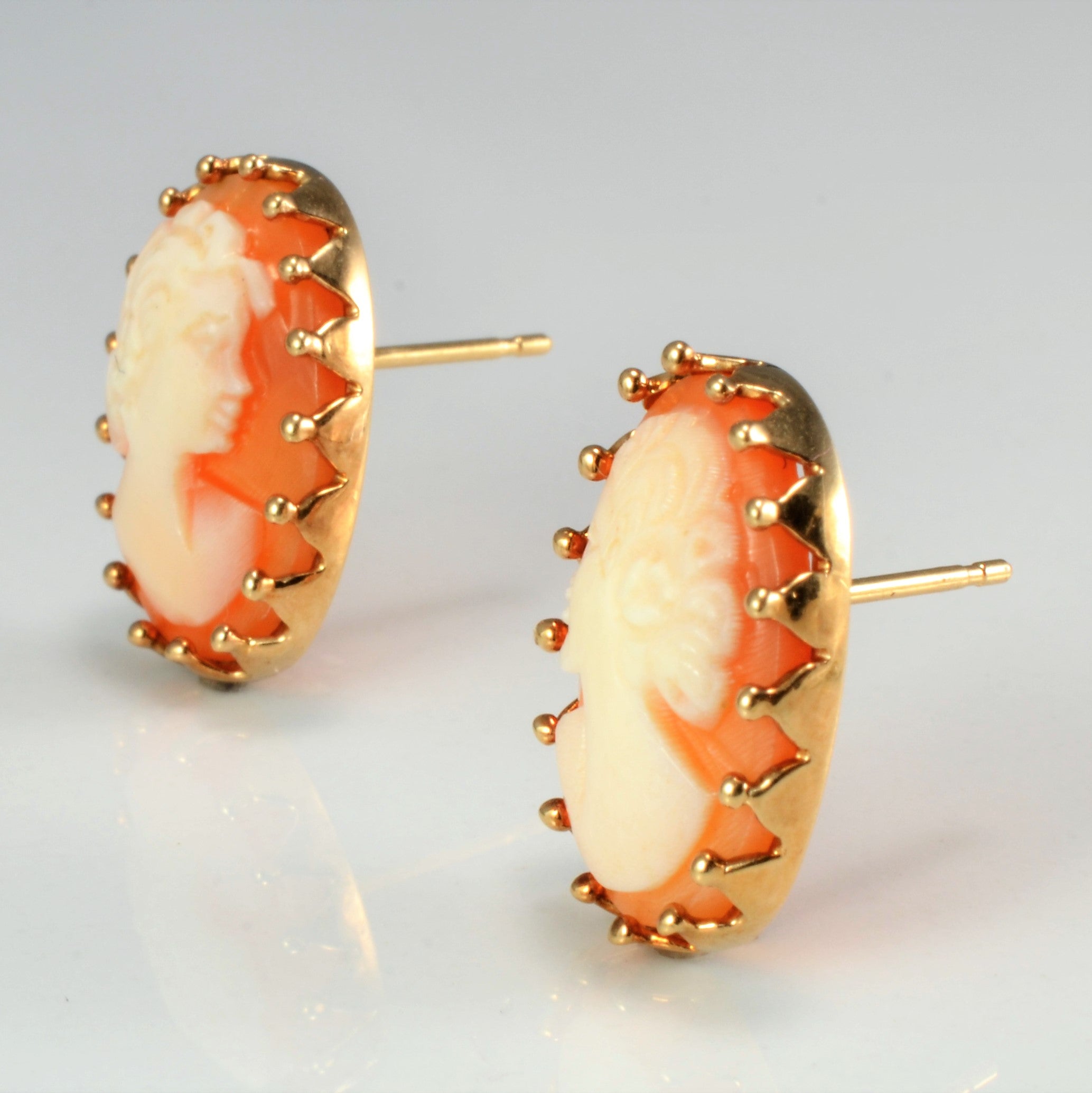 Cameo Gold Stud Earrings