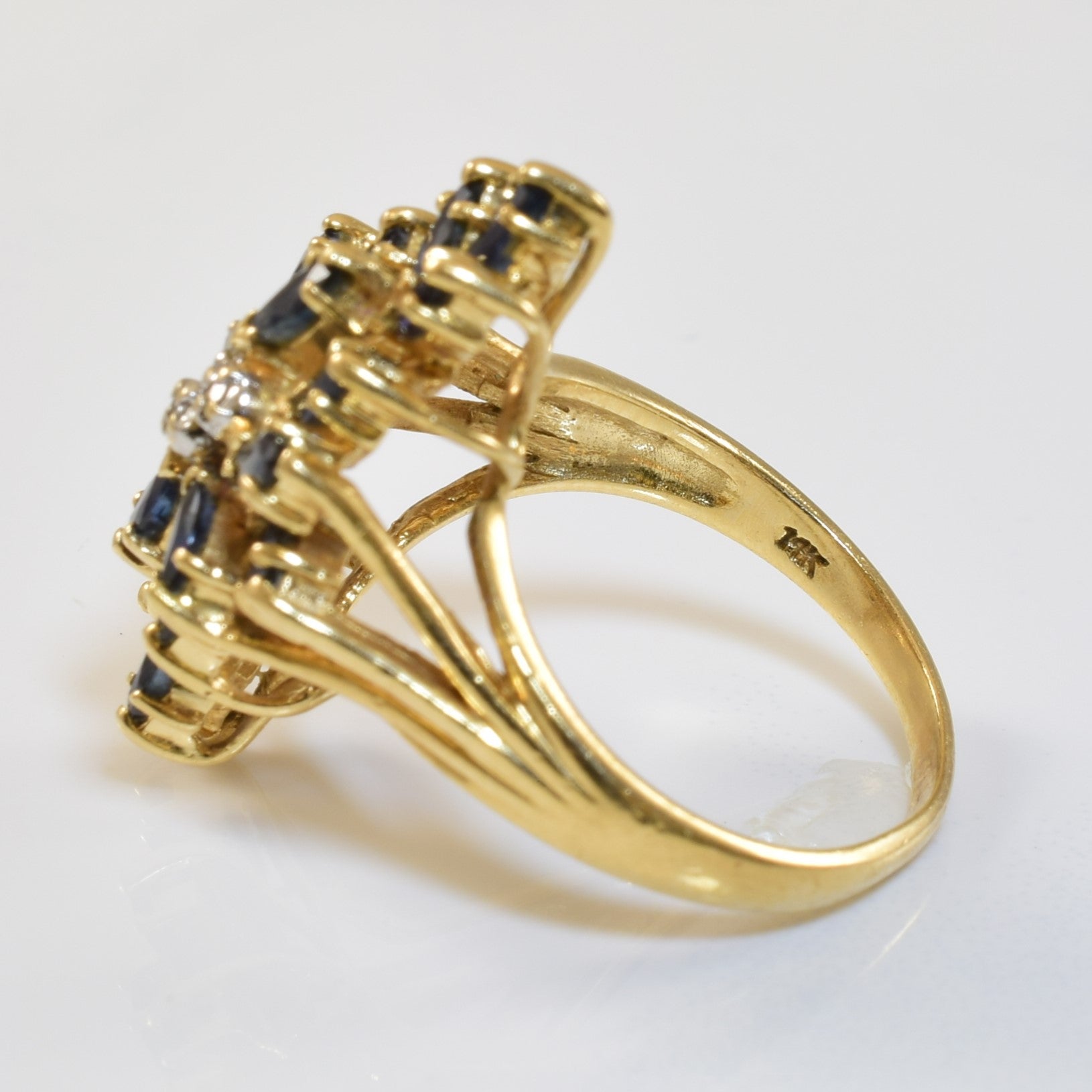 Marquise Sapphire Burst & Diamond Ring | 1.08ctw, 0.03ctw | SZ 5.75 |