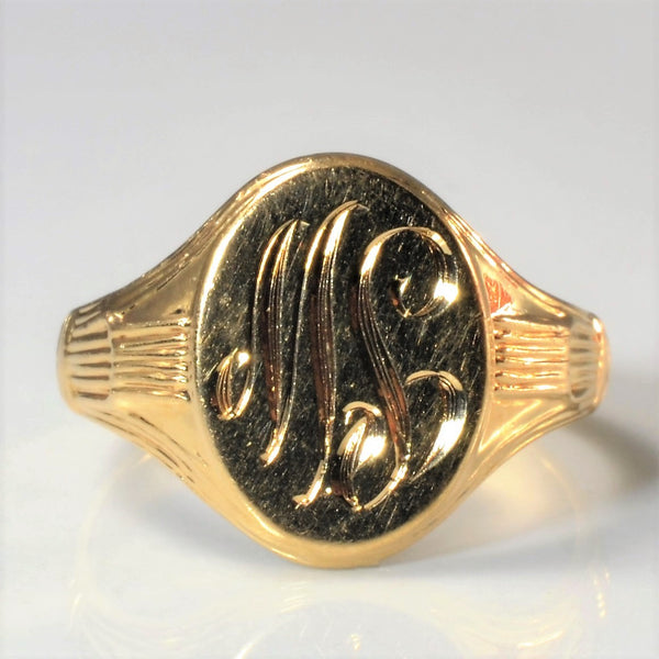 'Birks' Initial 'MS' Yellow Gold Signet Ring | SZ 8 |