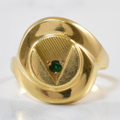 Solitaire Emerald Signet Ring | 0.03ct | SZ 6.5 |