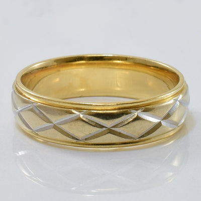 Diamond Cut Two Tone Wedding Band | SZ 9 |