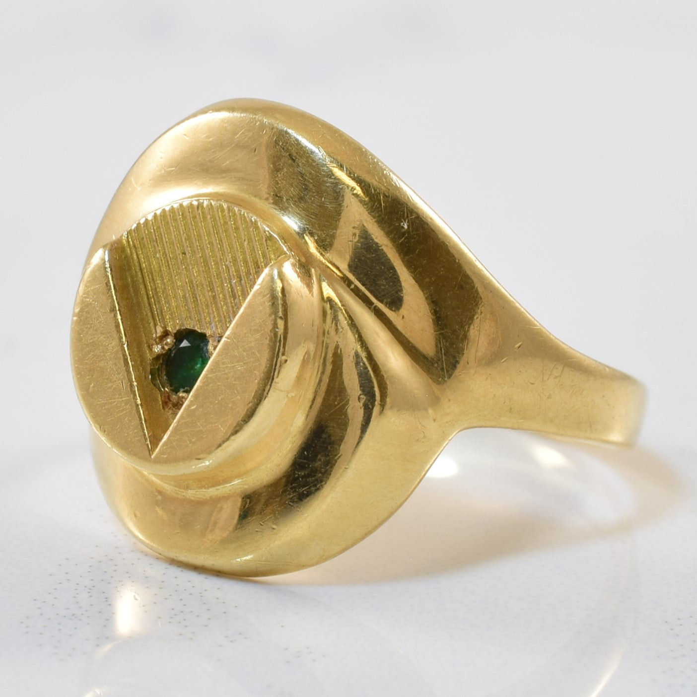 Solitaire Emerald Signet Ring | 0.03ct | SZ 6.5 |