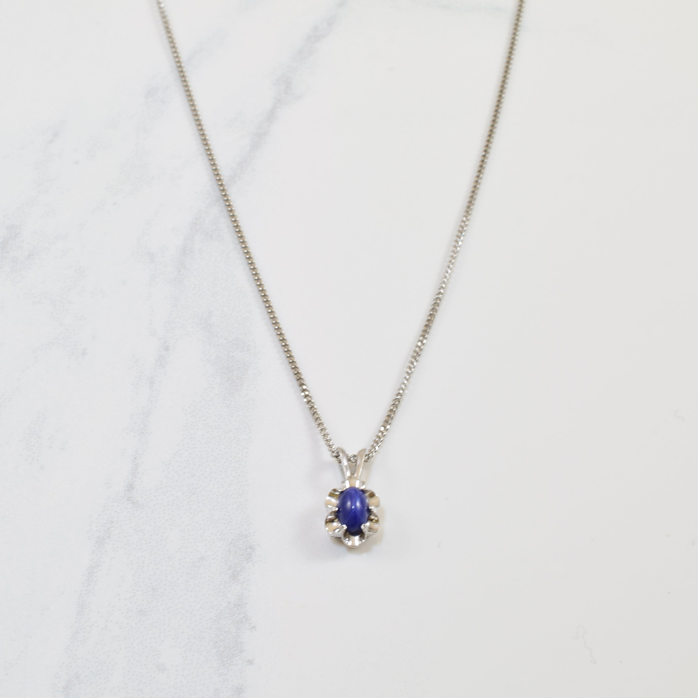 Solitaire Synthetic Star Sapphire Necklace | 0.70ct | 18" |