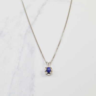 Solitaire Synthetic Star Sapphire Necklace | 0.70ct | 18