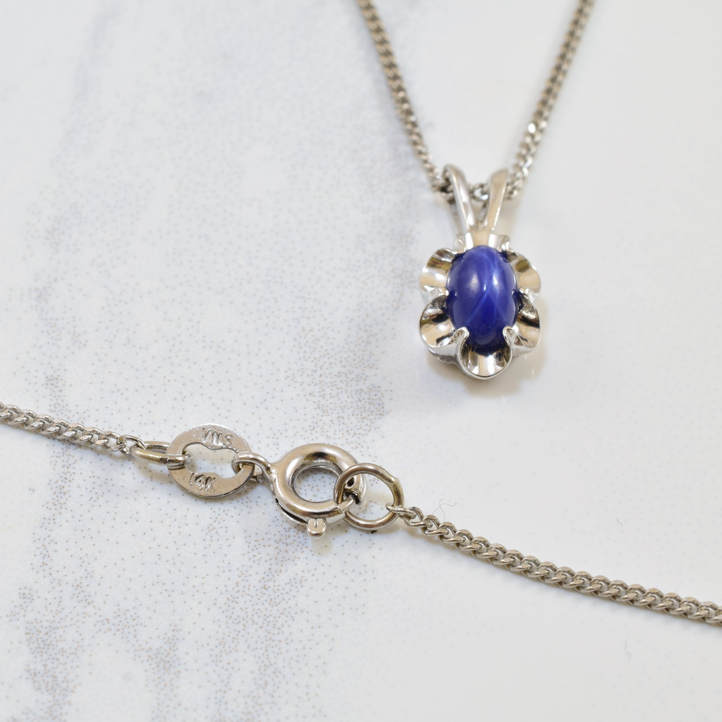 Solitaire Synthetic Star Sapphire Necklace | 0.70ct | 18" |