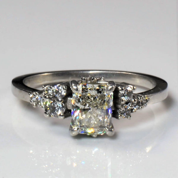 Trilogy Accented Radiant Diamond Engagement Ring | 1.23ctw | SZ 7.5 |