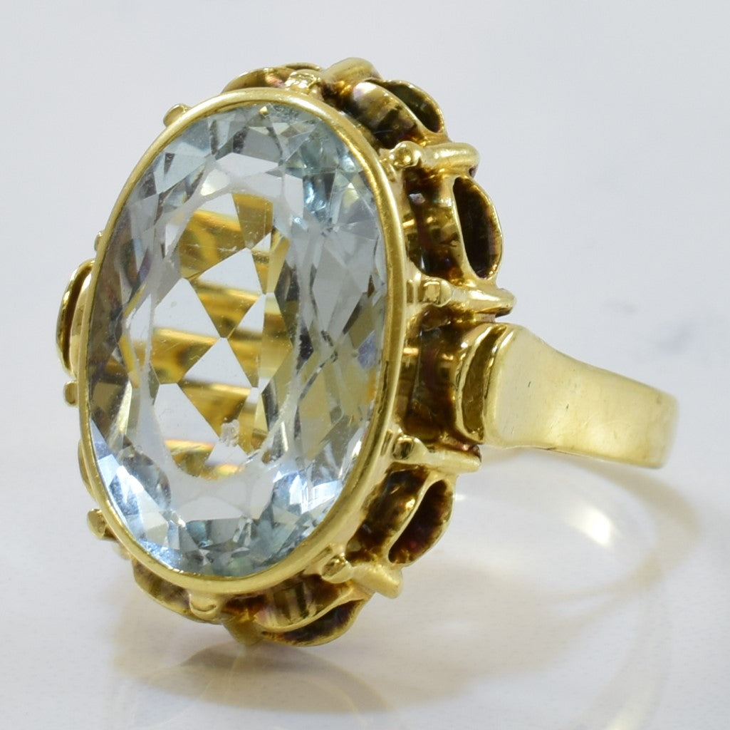 Bezel Set Aquamarine Cocktail Ring | 5.50ct | SZ 7 |