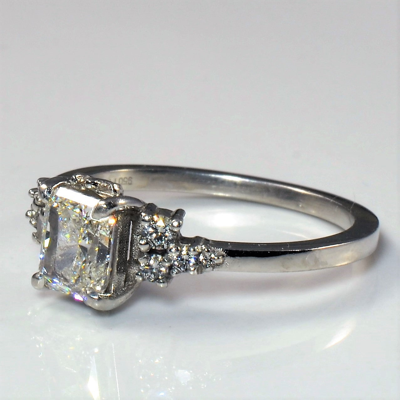 Trilogy Accented Radiant Diamond Engagement Ring | 1.23ctw | SZ 7.5 |