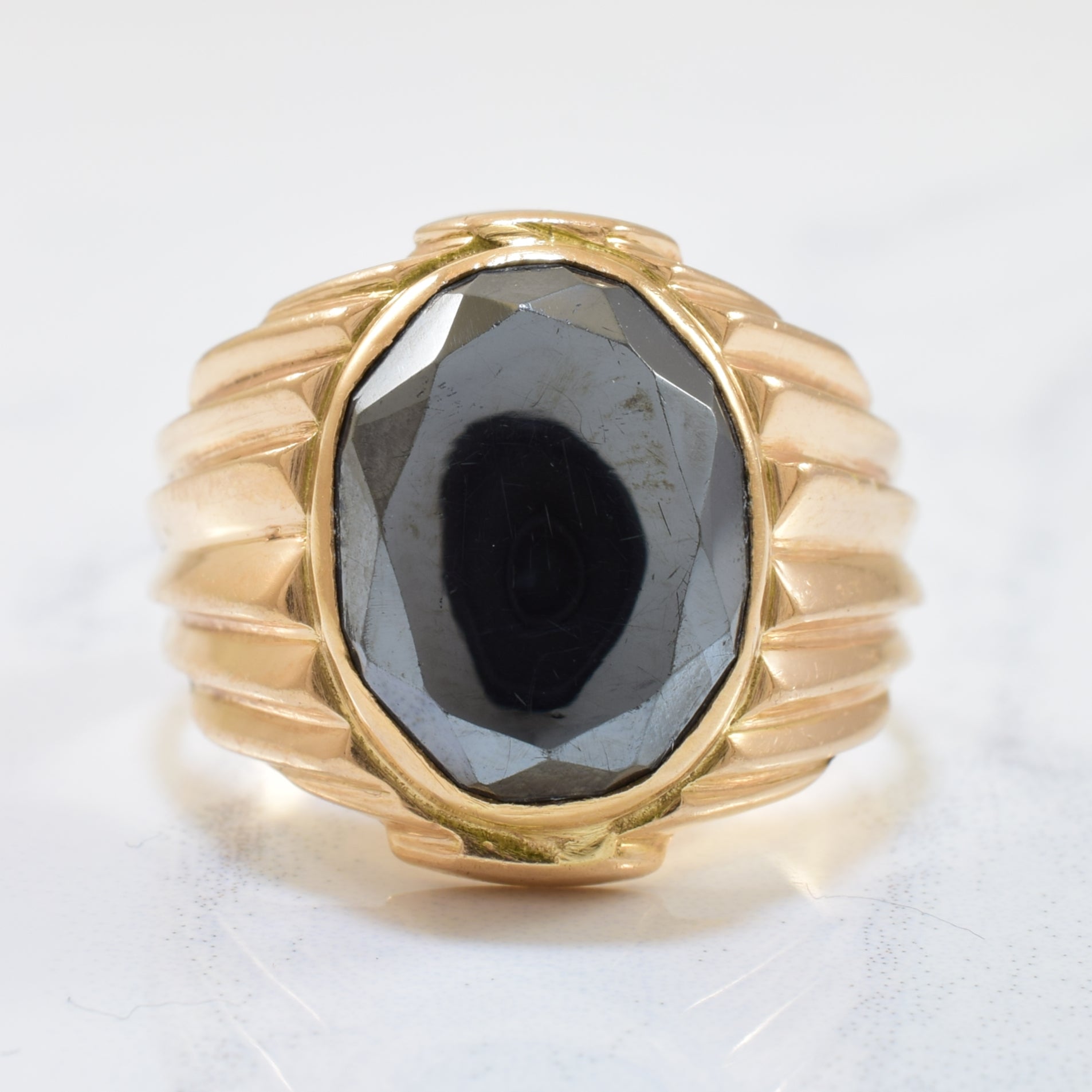 Oval Hematite Signet Ring | 6.00ct | SZ 9.5 |