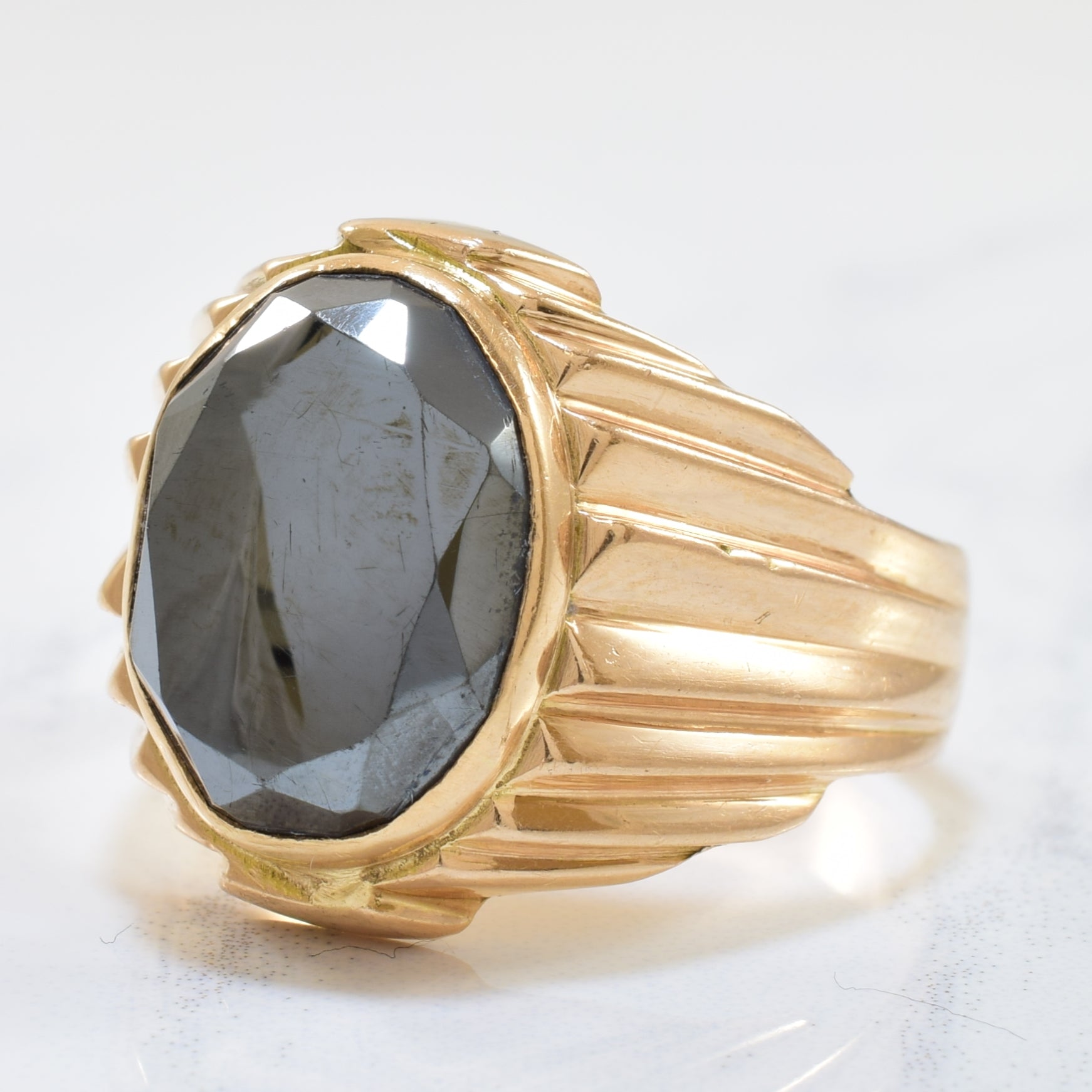 Oval Hematite Signet Ring | 6.00ct | SZ 9.5 |