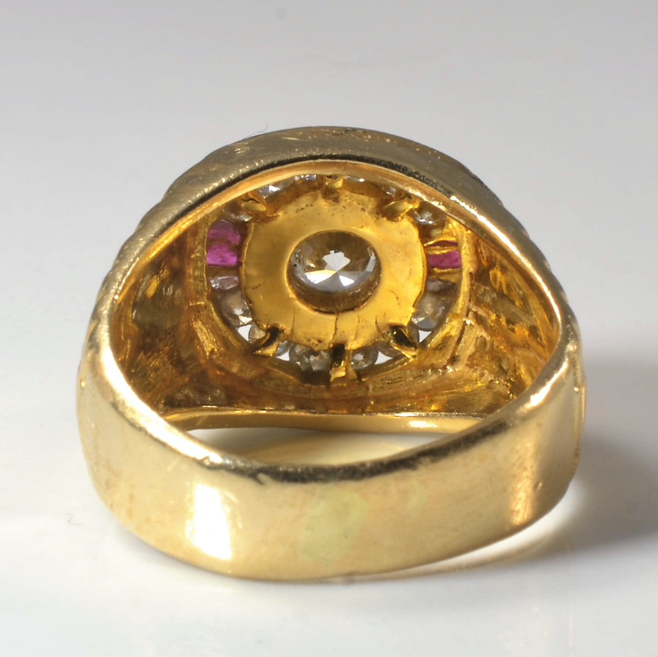 Large Diamond & Ruby Watch Strap Ring | 1.30ctw | SZ 7 |