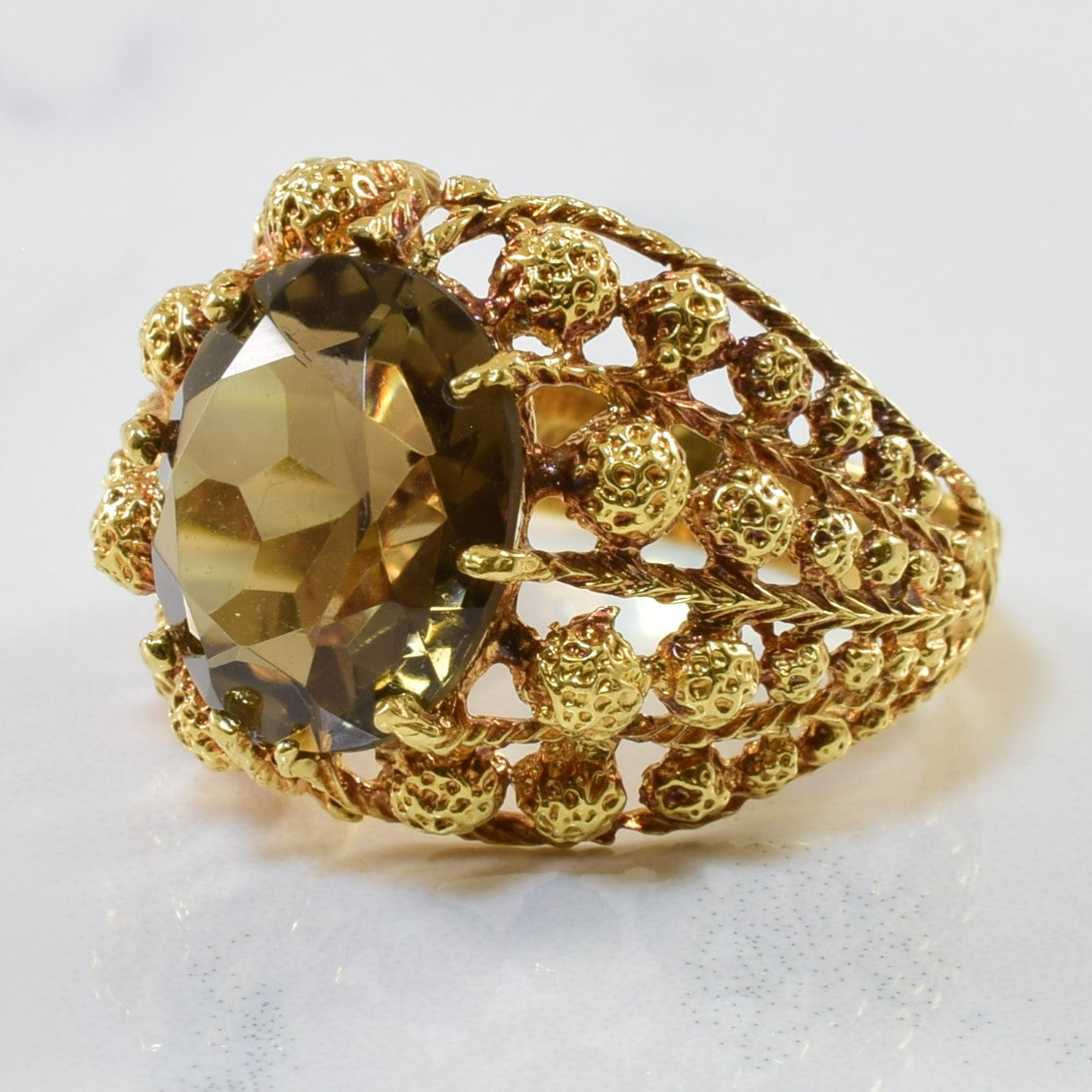 Textured Smoky Quartz Ring | 4.26ct | SZ 6.5 |