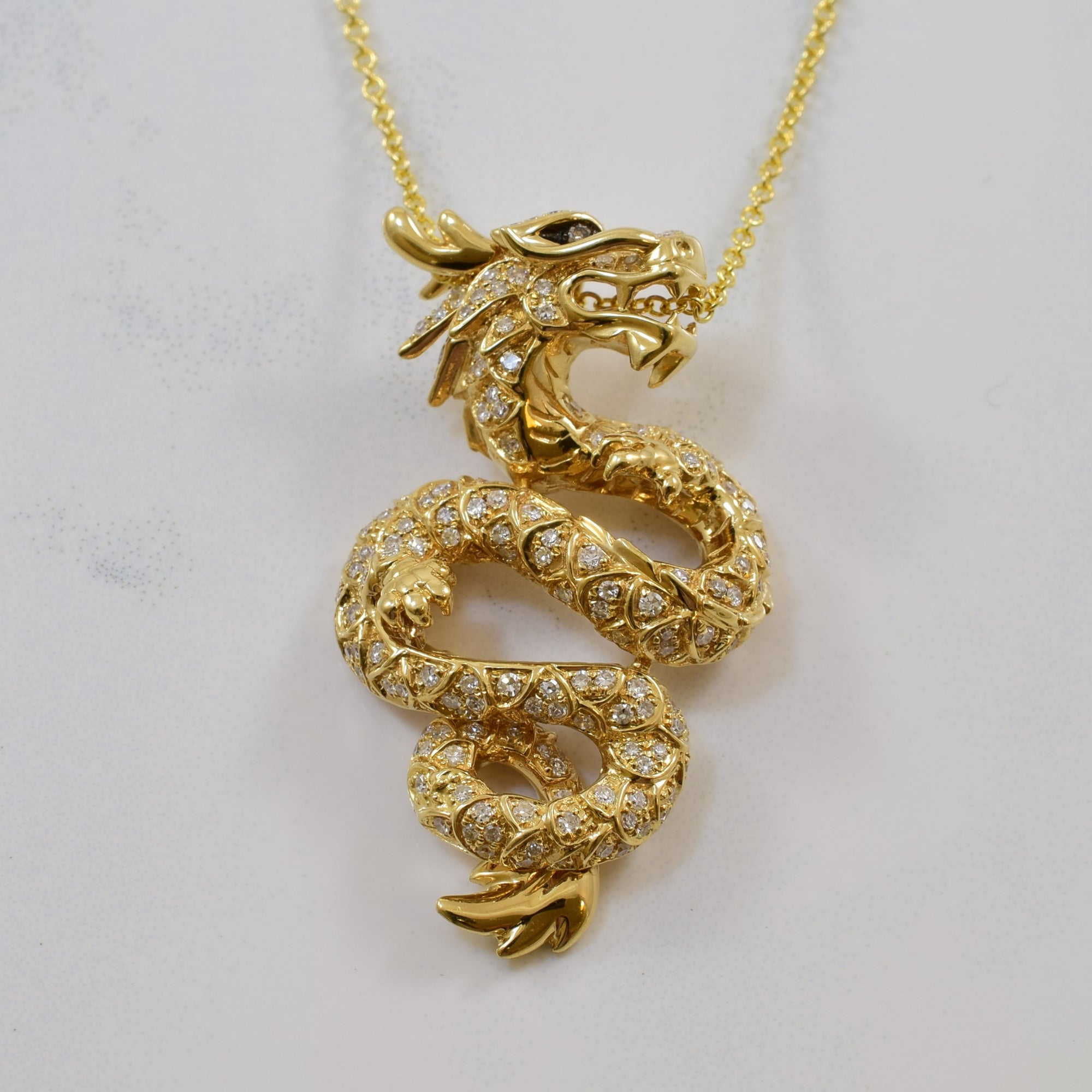 'Effy' Pave Diamond Dragon Necklace | 0.91ctw | 18