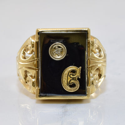 Hematite & Diamond Initial 'C' Ring | 15.00ct, 0.005ct | SZ 10.25 |