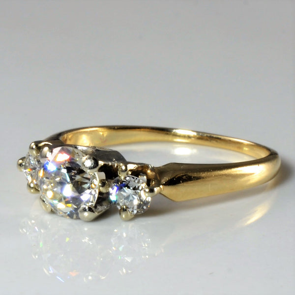 Old European Cut Three Stone Diamond Ring | 0.96ctw | SZ 6.5 |