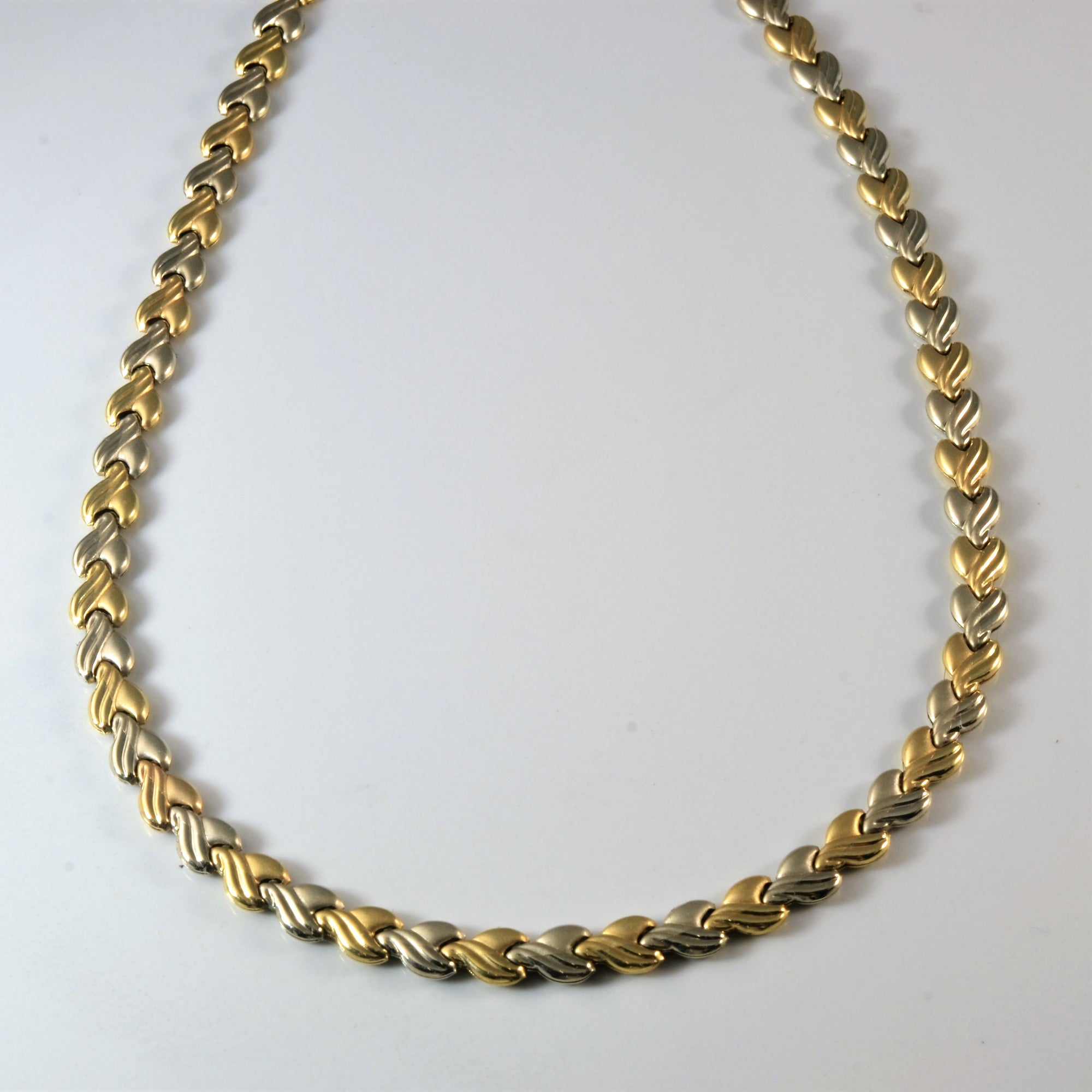 Textured Two Tone Gold Necklace | 17