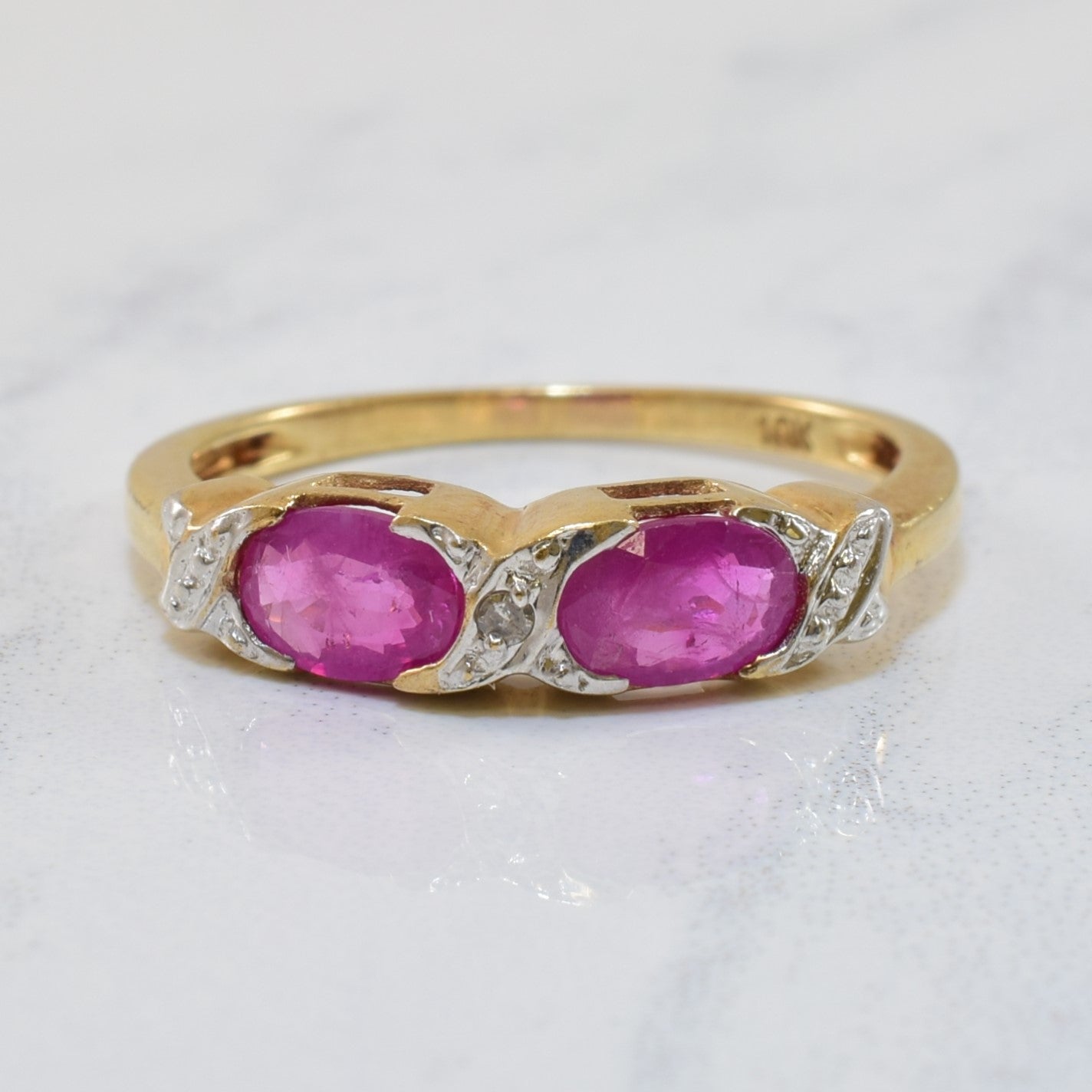 Two Stone Ruby & Diamond Ring | 0.80ctw, 0.01ct | SZ 7.25 |