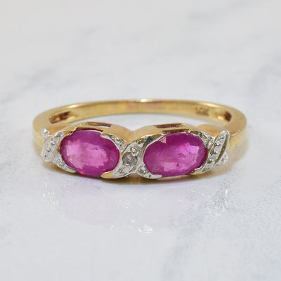 Two Stone Ruby & Diamond Ring | 0.80ctw, 0.01ct | SZ 7.25 |