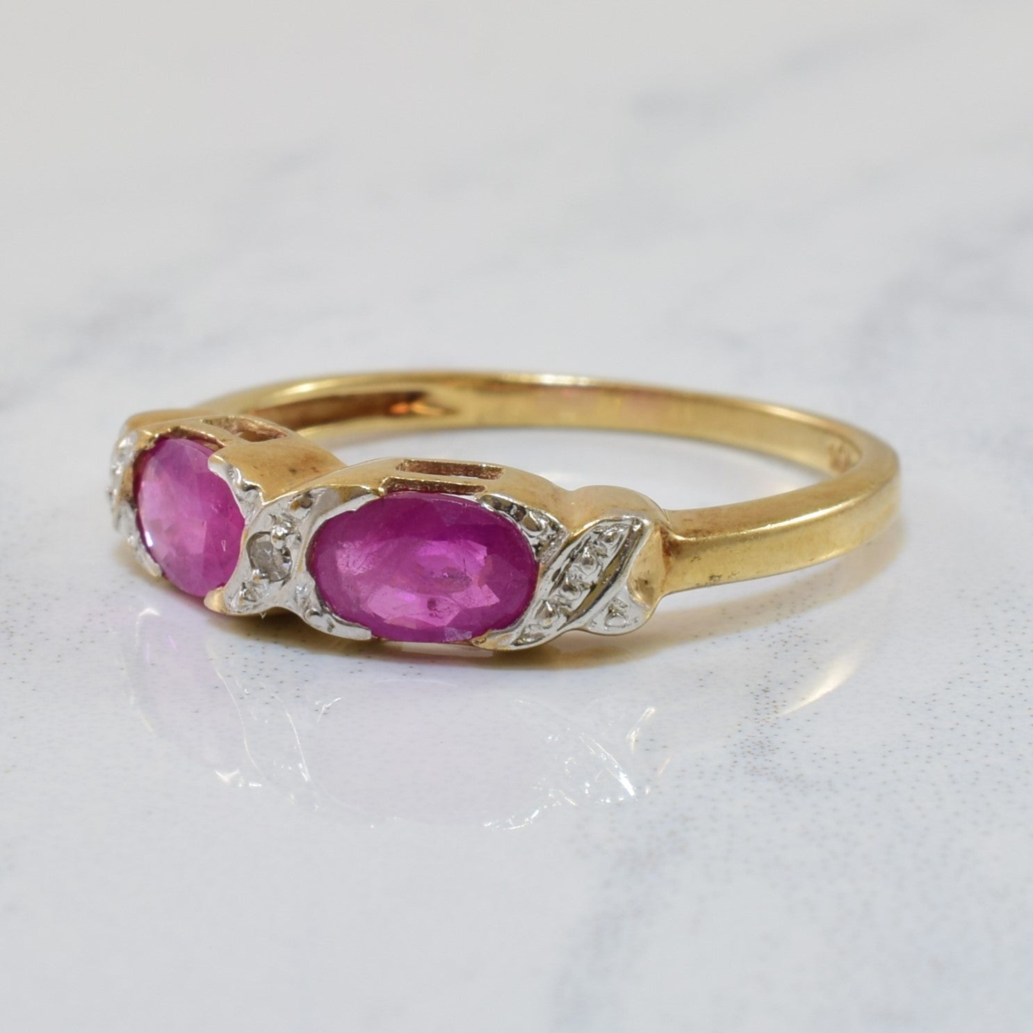 Two Stone Ruby & Diamond Ring | 0.80ctw, 0.01ct | SZ 7.25 |