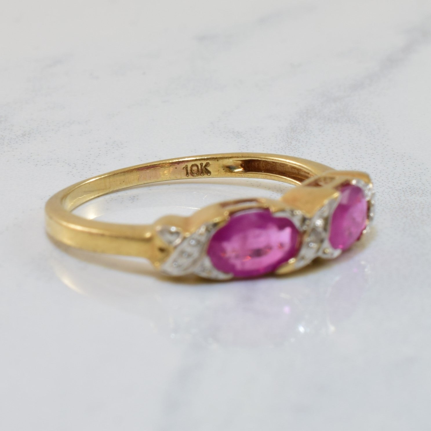 Two Stone Ruby & Diamond Ring | 0.80ctw, 0.01ct | SZ 7.25 |