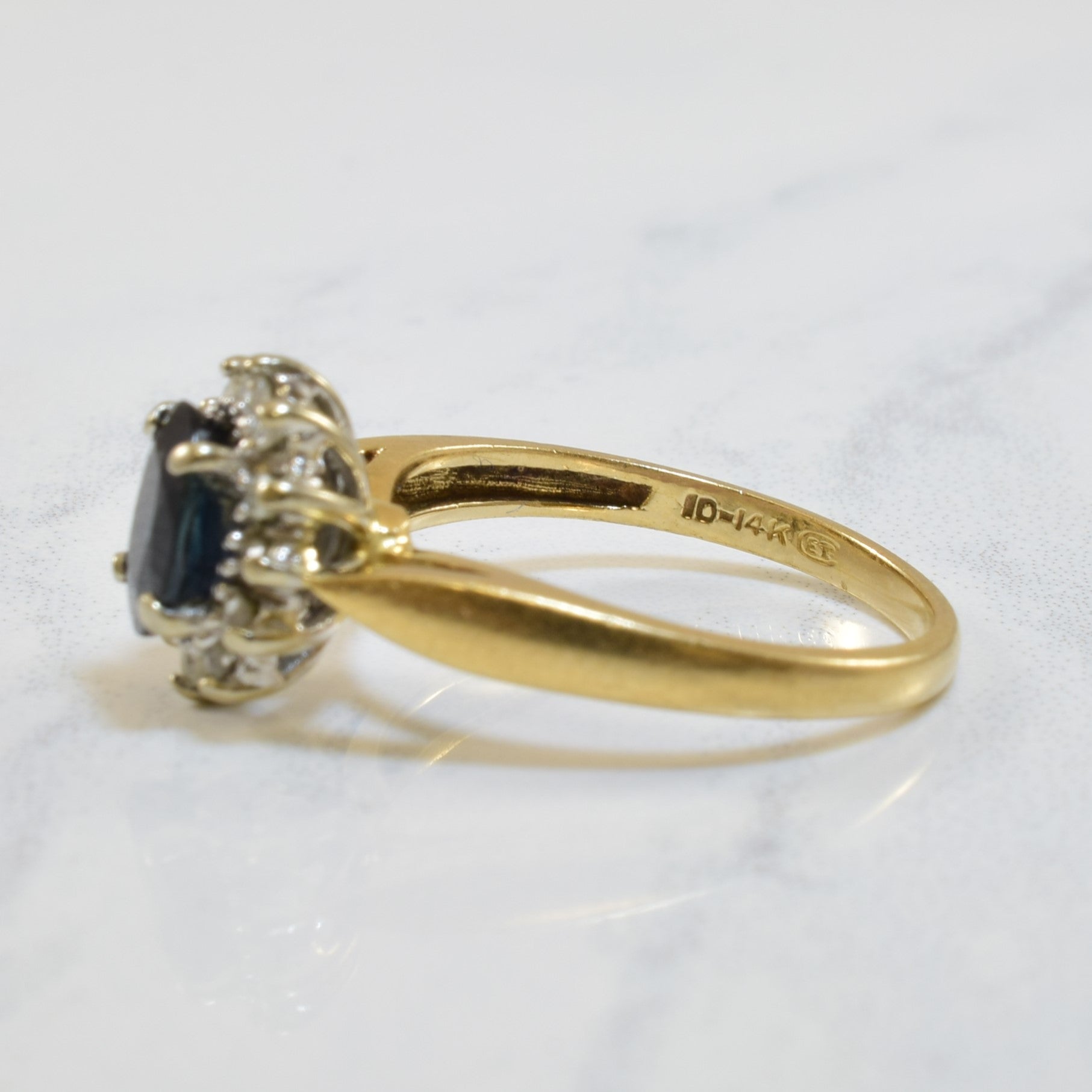 Blue Sapphire & Diamond Halo Ring | 0.84ct, 0.07ctw | SZ 6 |