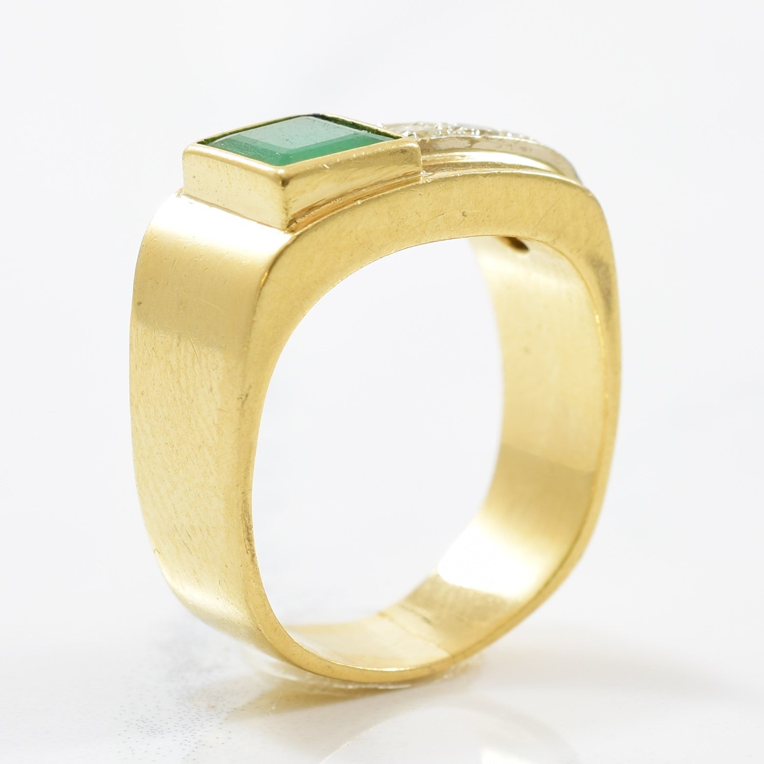 Emerald & Diamond Square Ring | 0.18ctw, 1.60ct | SZ 5.25 |
