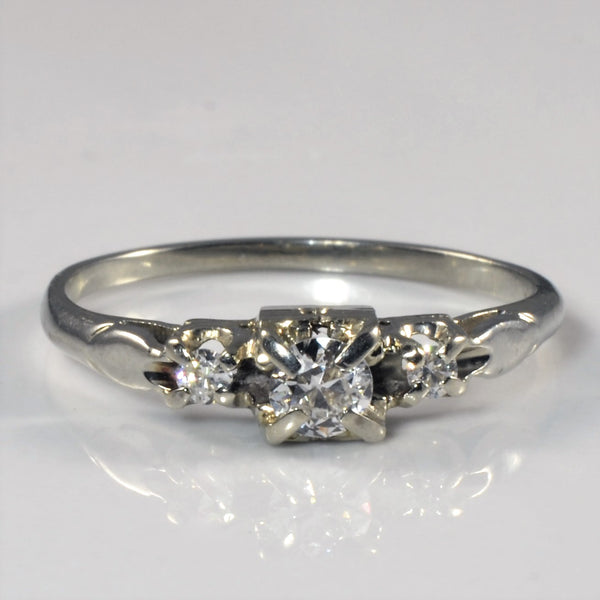 Early 1940s Three Stone Diamond Ring | 0.22ctw | SZ 6.75 |