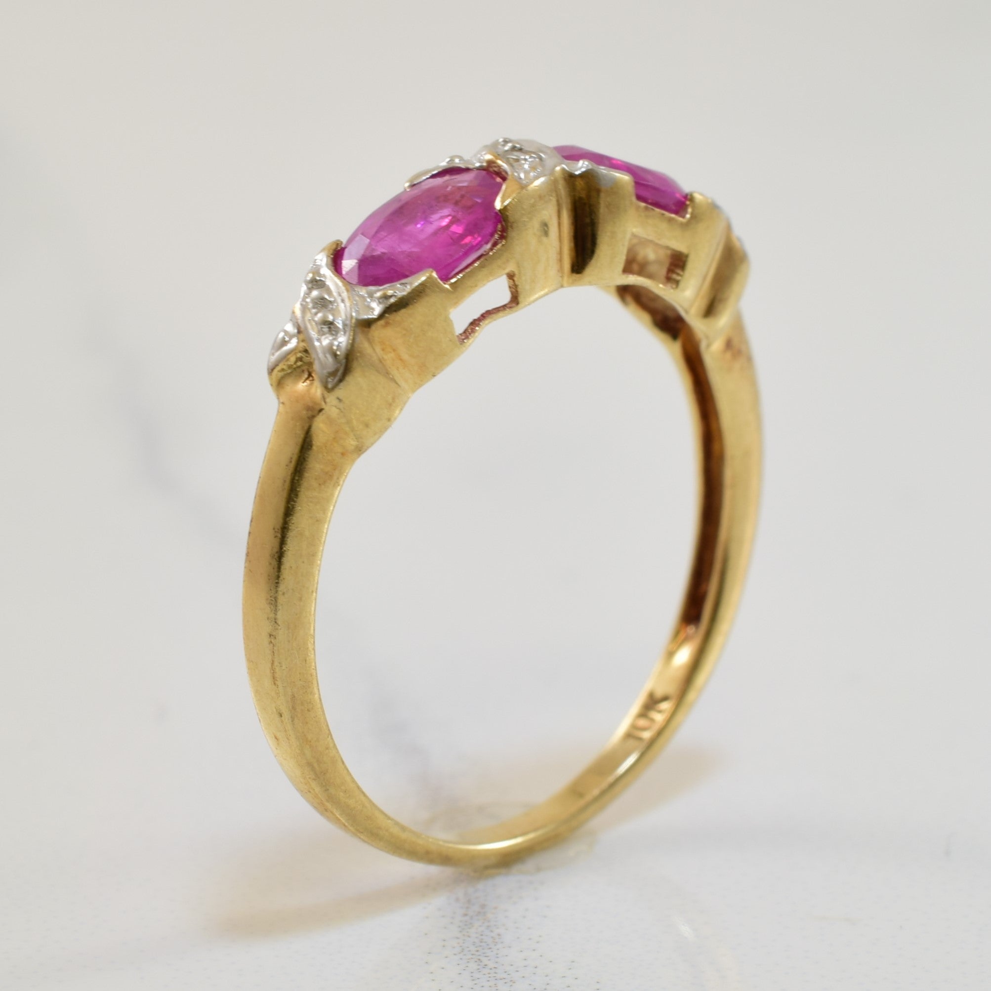 Two Stone Ruby & Diamond Ring | 0.80ctw, 0.01ct | SZ 7.25 |