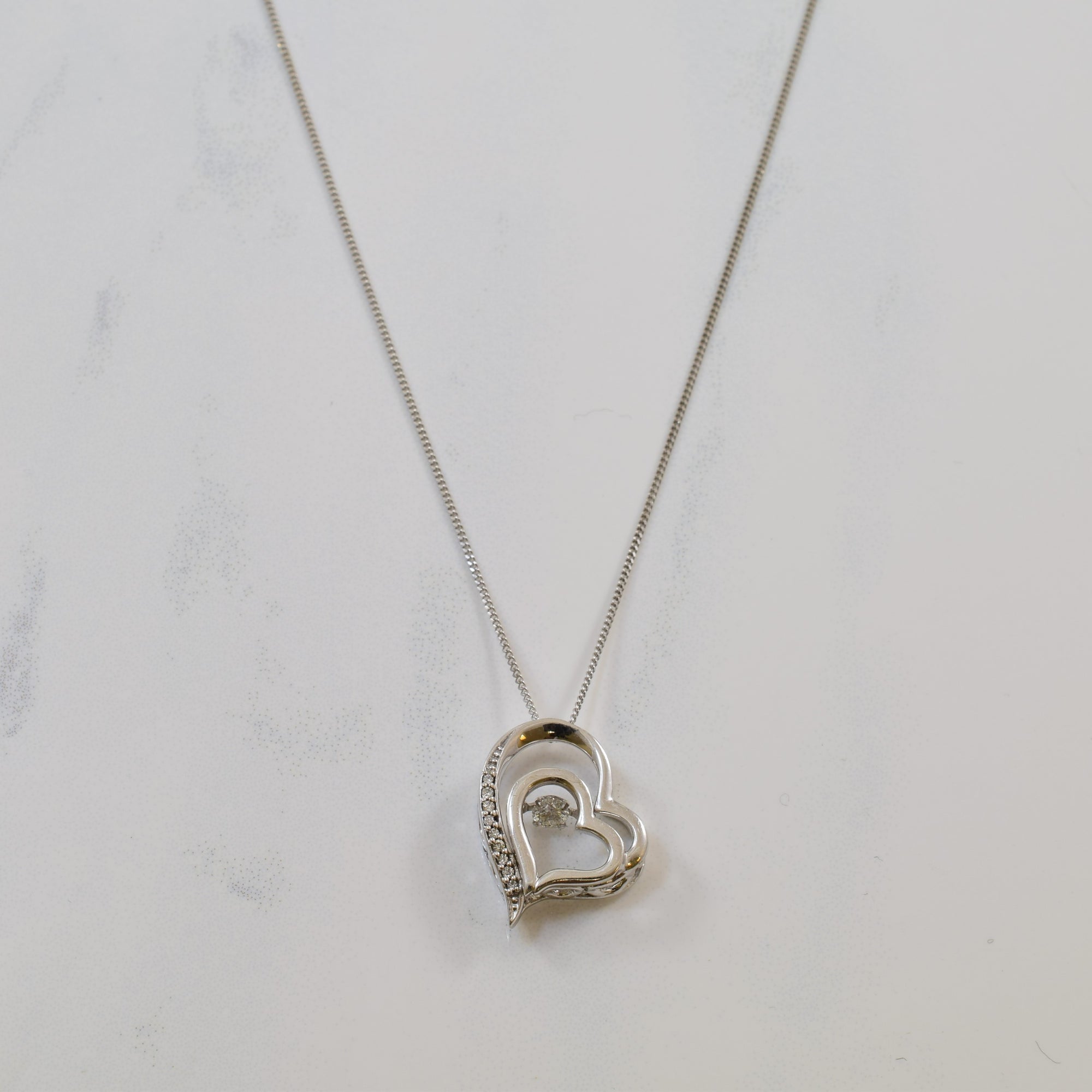 Dancing Diamond Double Heart Necklace | 0.13ctw | 18