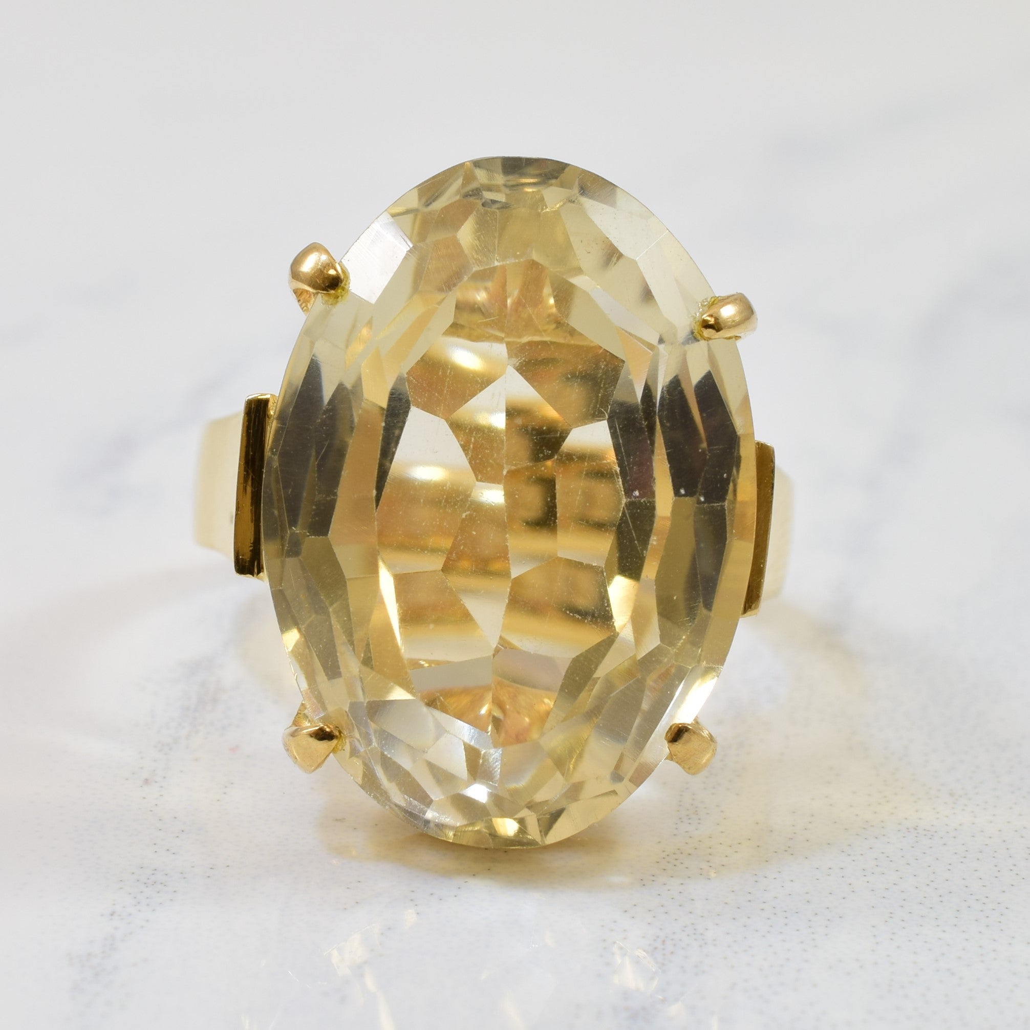 Solitaire Citrine Cocktail Ring | 19.0ct | SZ 7.5 |