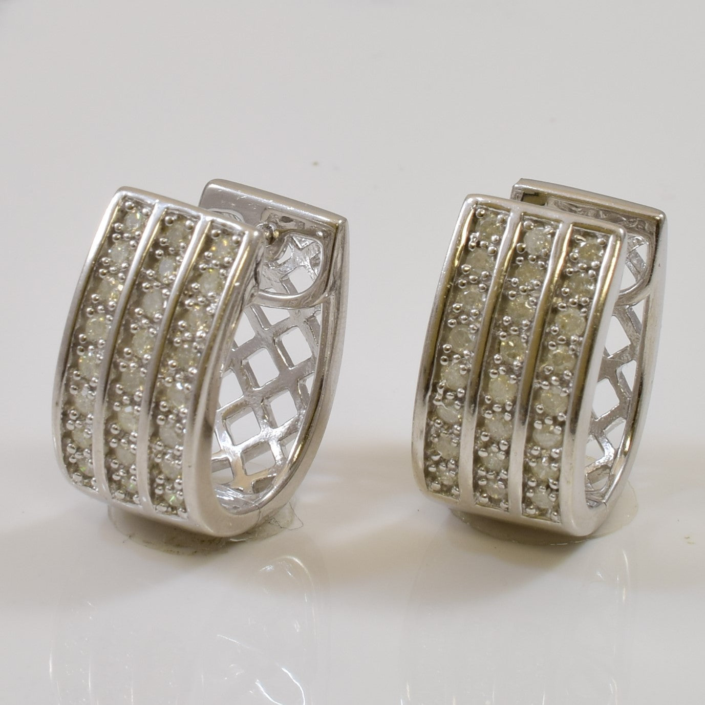 Pave Set Diamond Hoop Earrings | 1.00ctw |