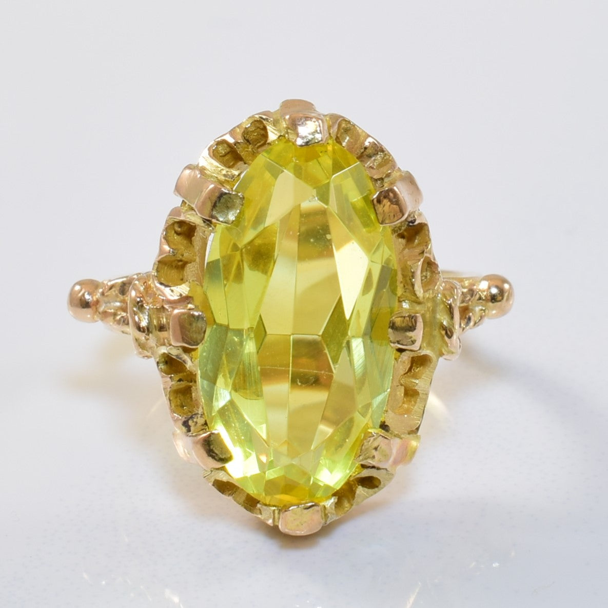 Retro Synthetic Yellow Sapphire Cocktail Ring | 5.00ct | SZ 3.5 |