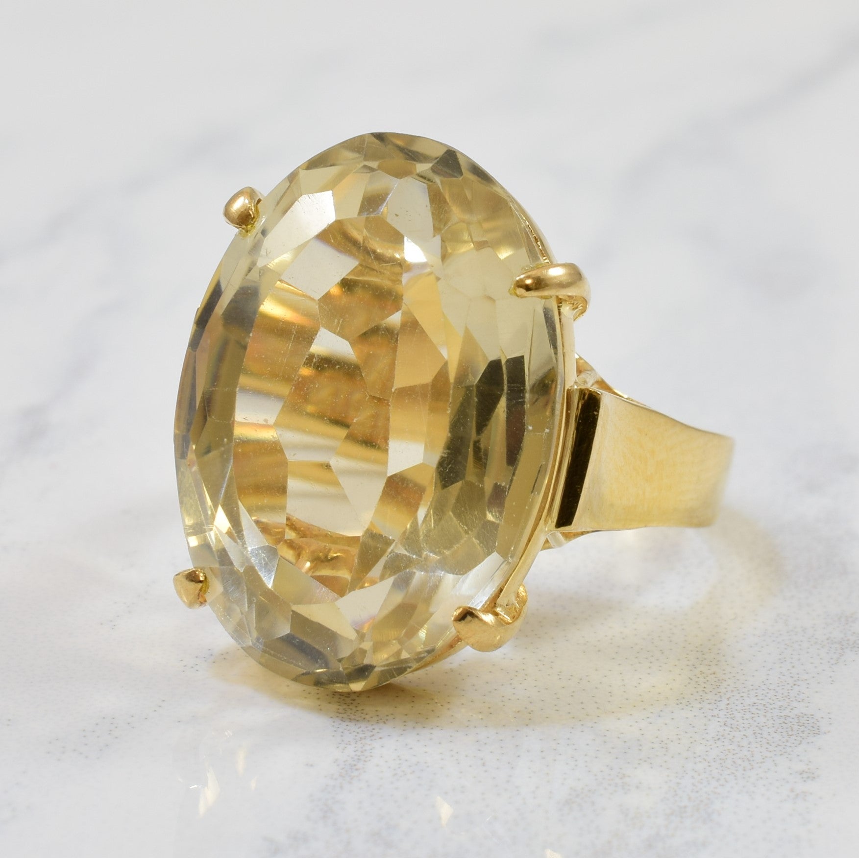 Solitaire Citrine Cocktail Ring | 19.0ct | SZ 7.5 |