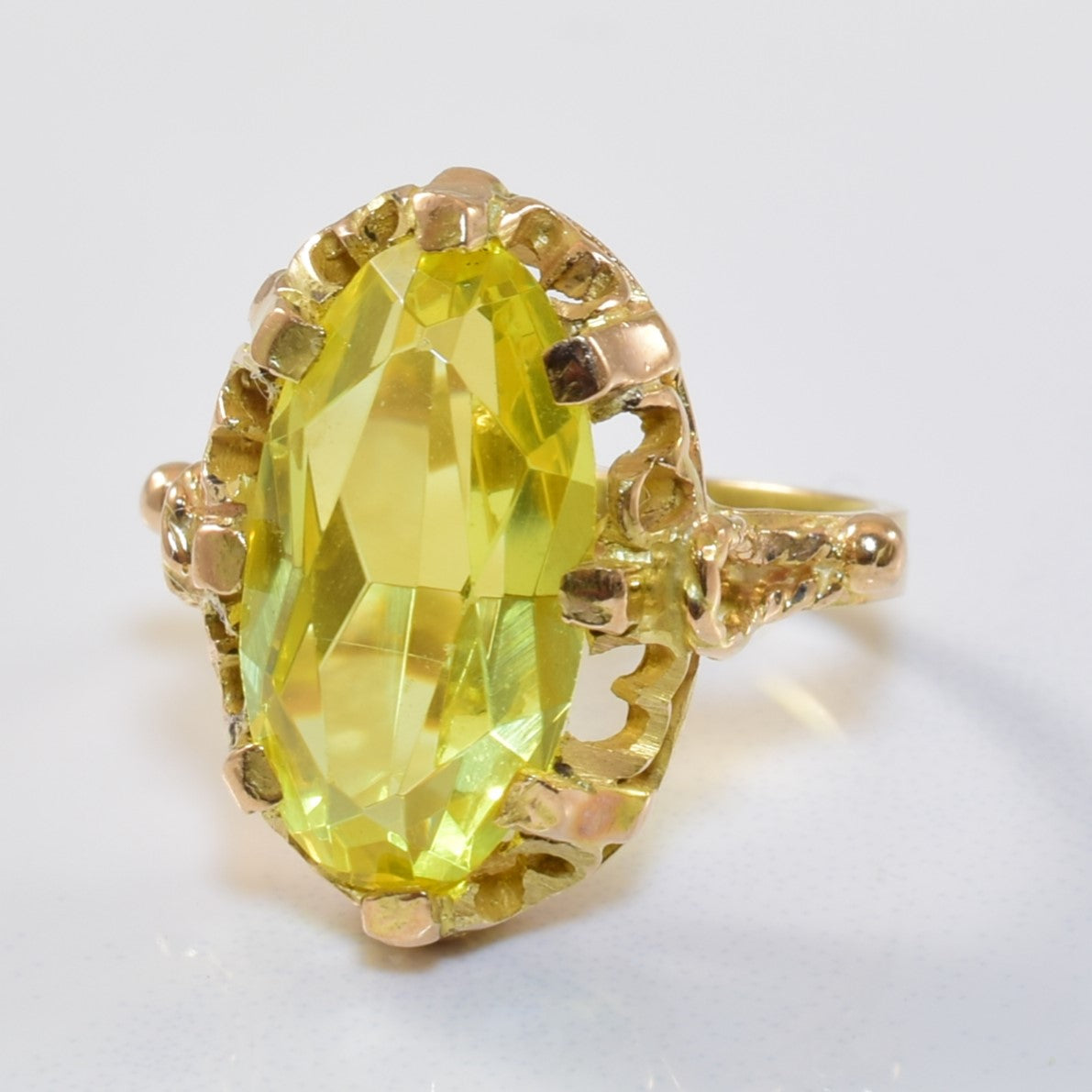 Retro Synthetic Yellow Sapphire Cocktail Ring | 5.00ct | SZ 3.5 |