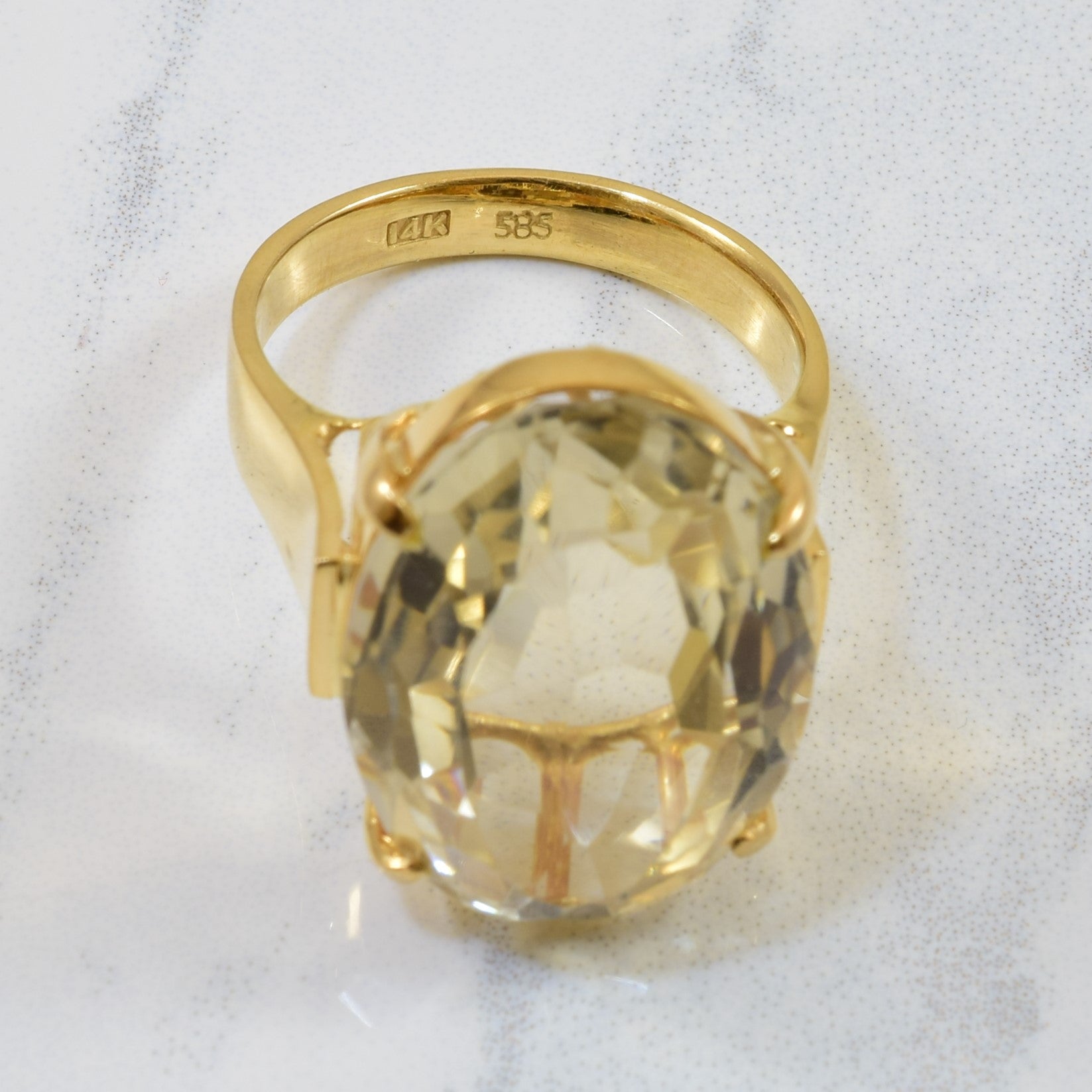 Solitaire Citrine Cocktail Ring | 19.0ct | SZ 7.5 |