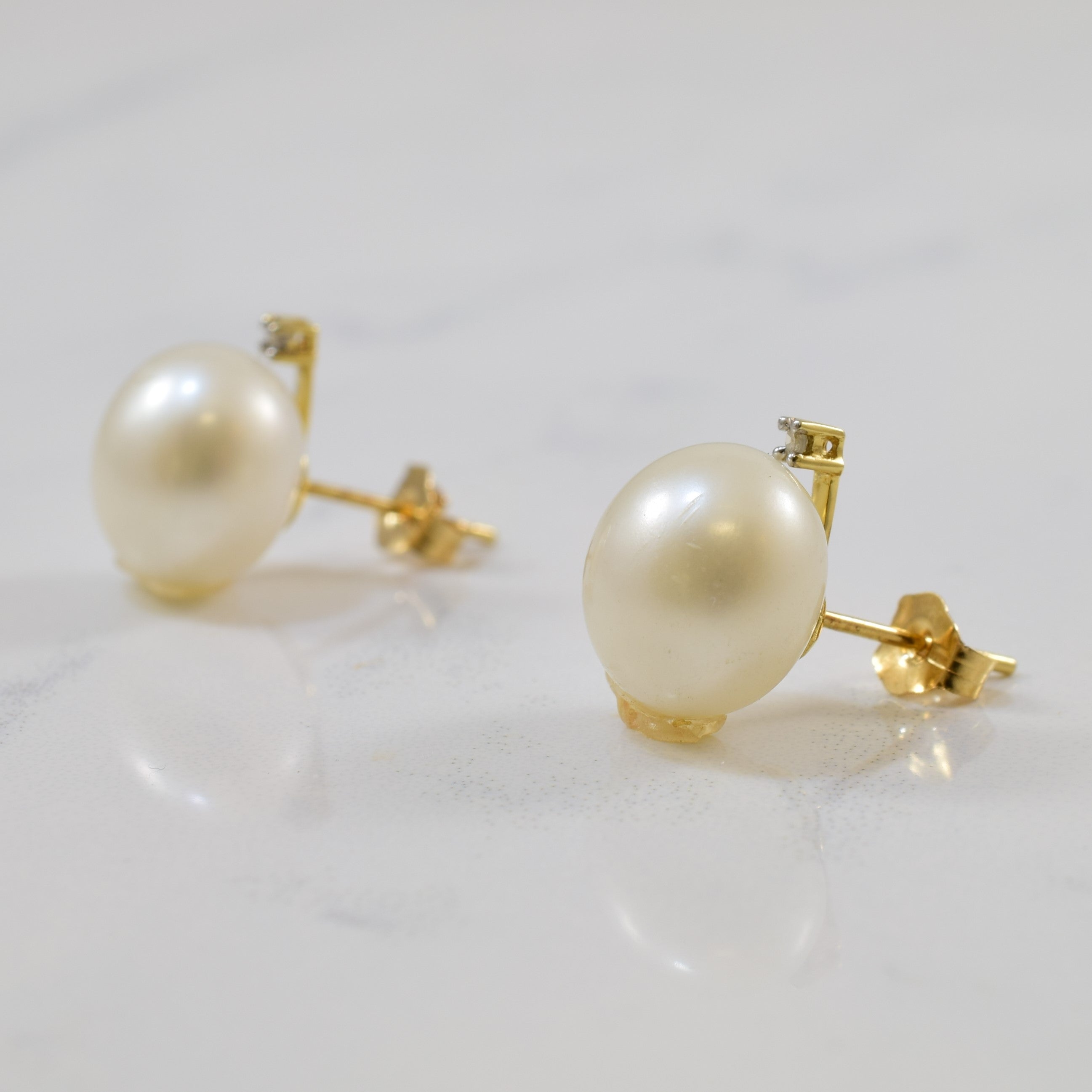 Pearl & Diamond Earrings | 12.00ctw, 0.01ctw |