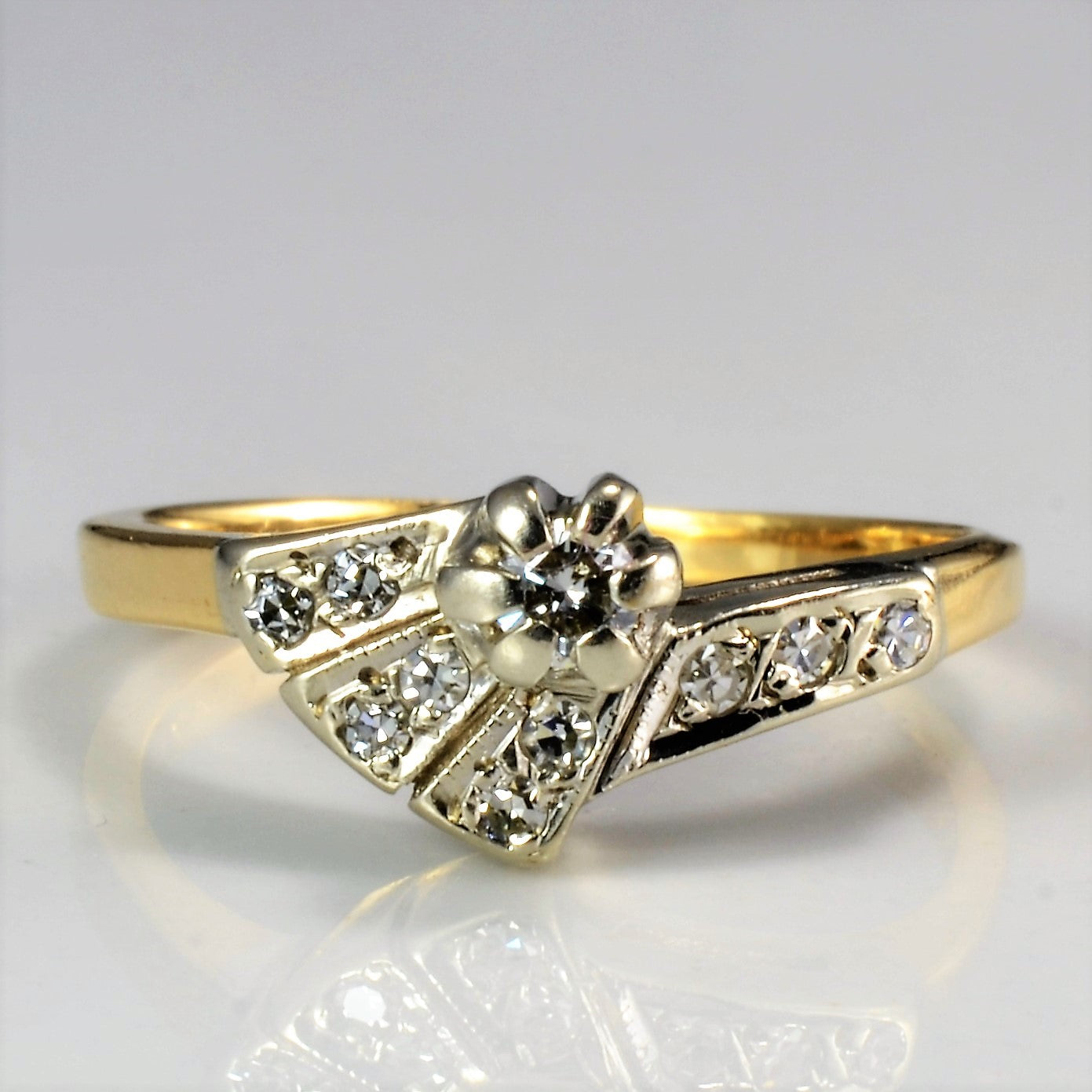 Two Tone Gold Diamond Petite Ring | 0.13 ctw, SZ 4 |