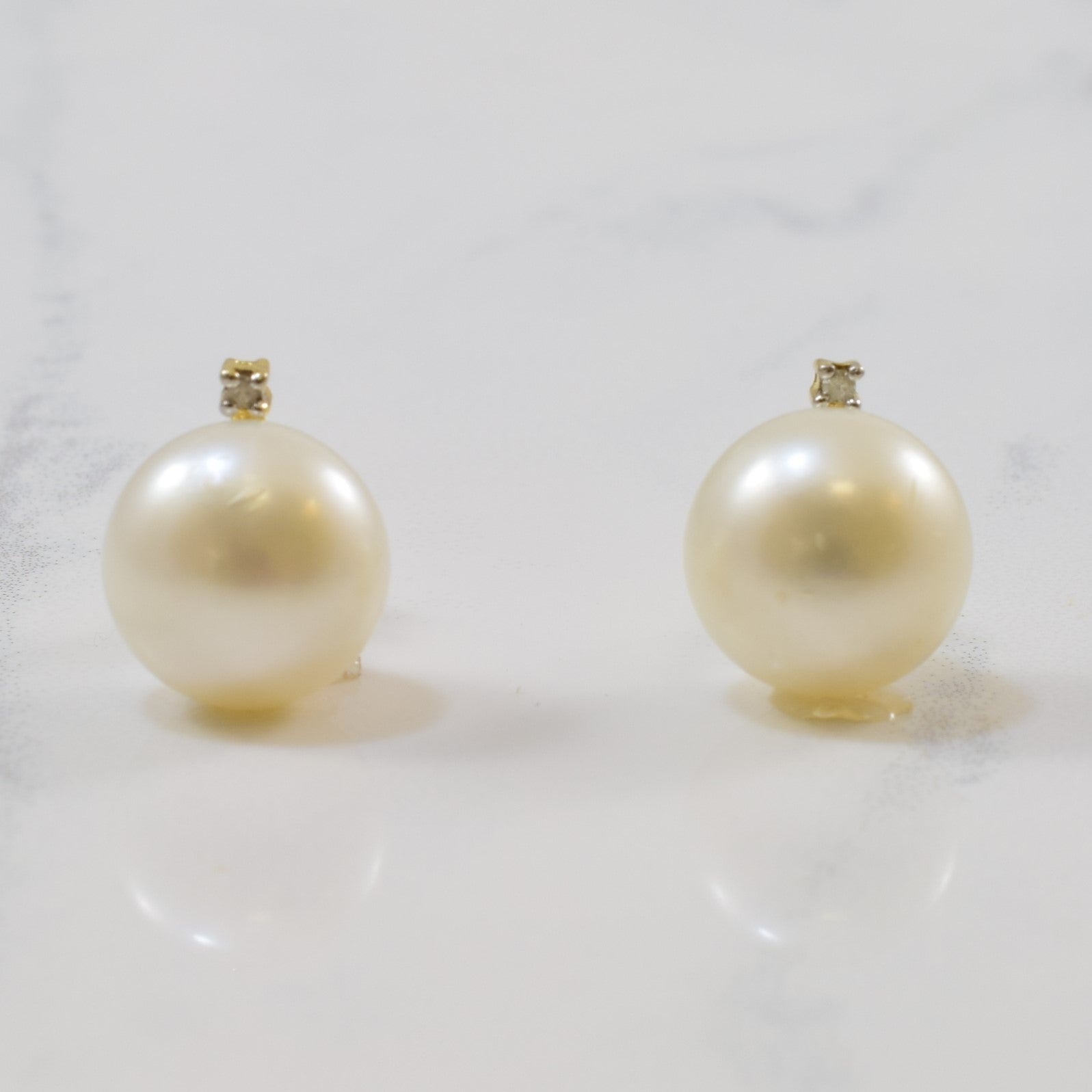 Pearl & Diamond Earrings | 12.00ctw, 0.01ctw |