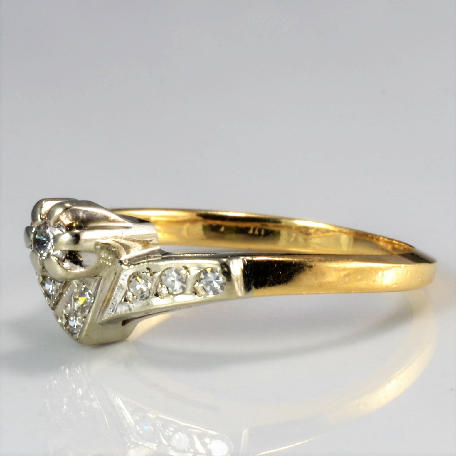 Two Tone Gold Diamond Petite Ring | 0.13 ctw, SZ 4 |