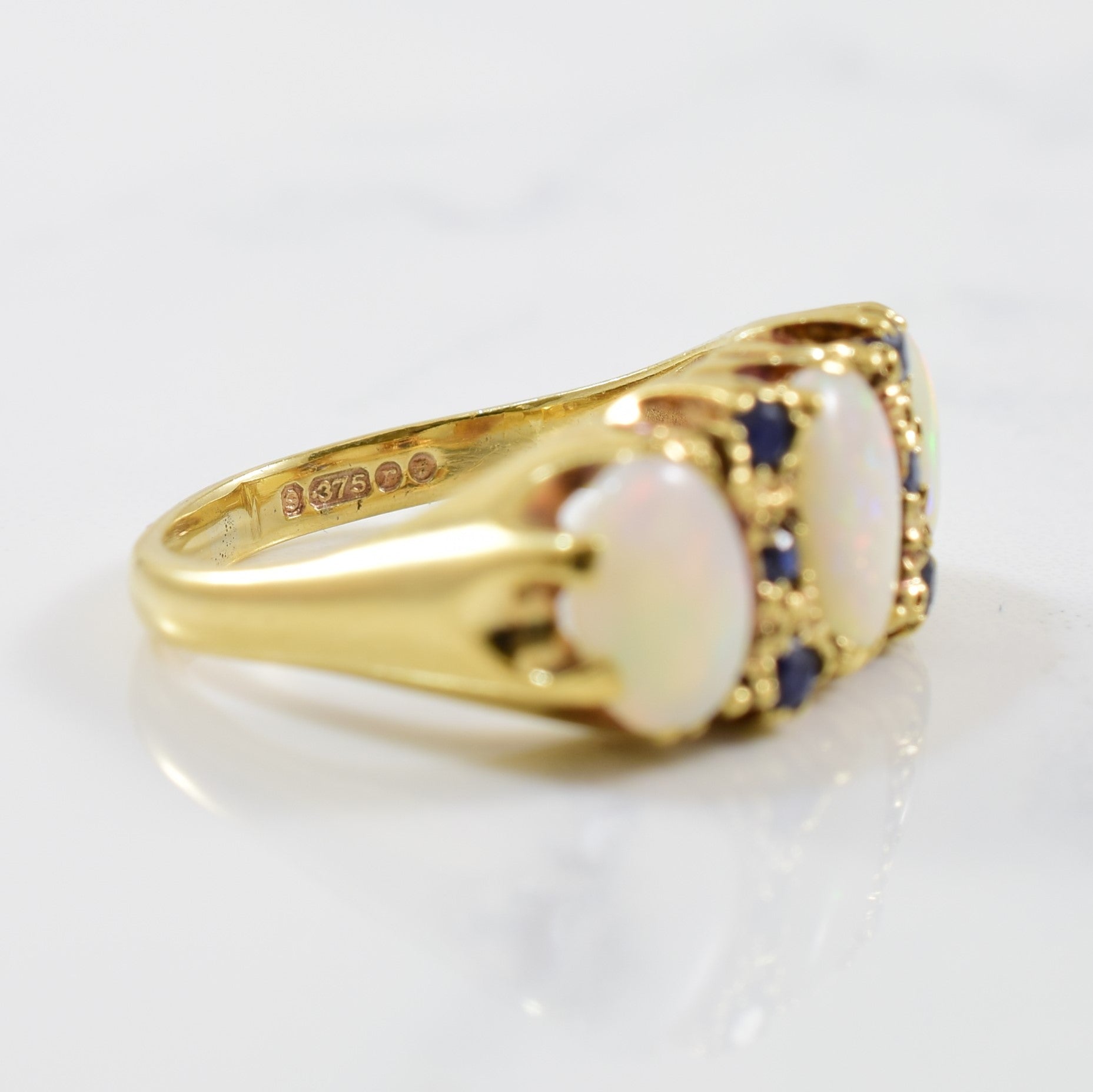 1970s Opal & Sapphire Statement Ring | 0.33ctw, 1.15ctw | SZ 4.5 |