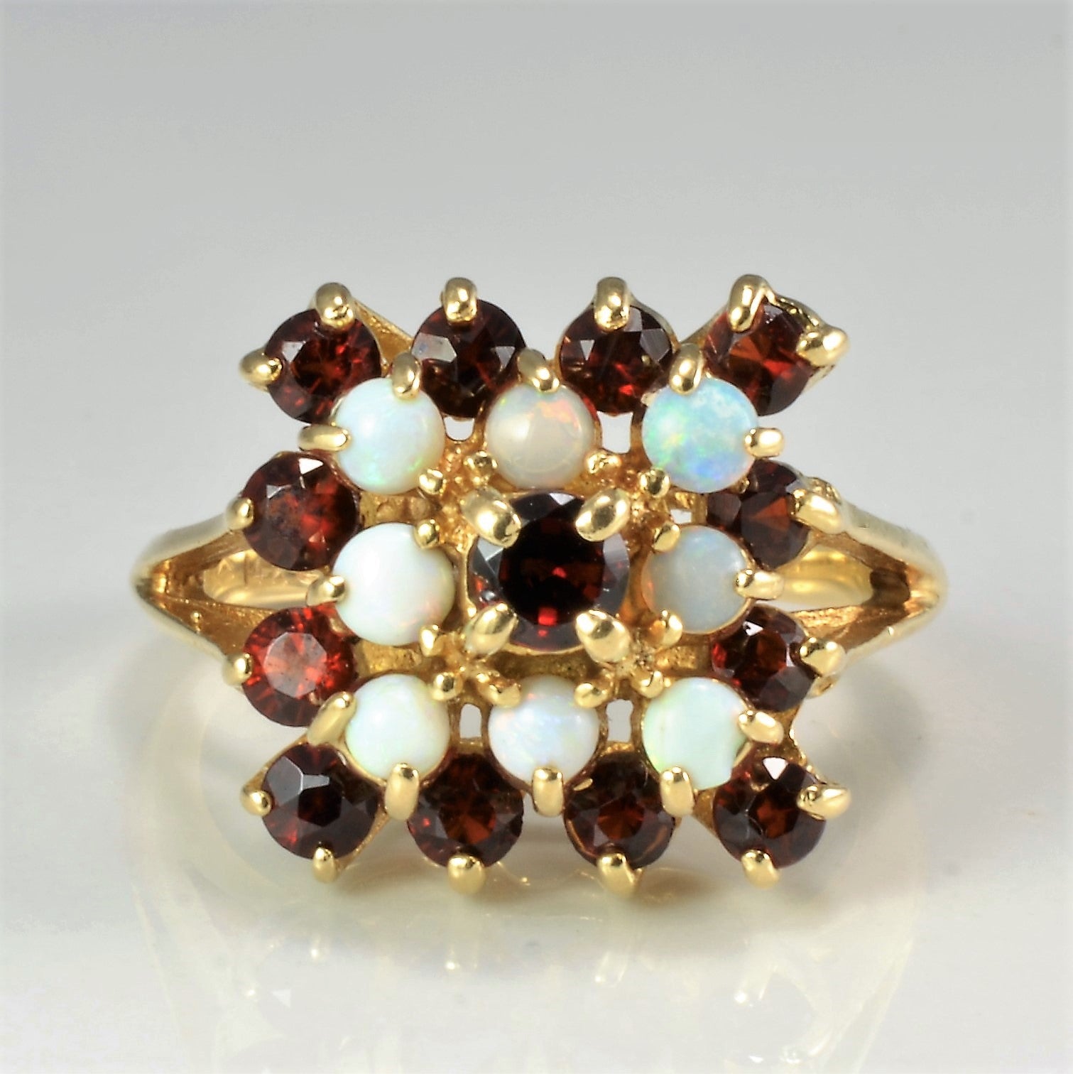 High Set Garnet & Opal Ring | 1.04ctw| SZ 5.5 |