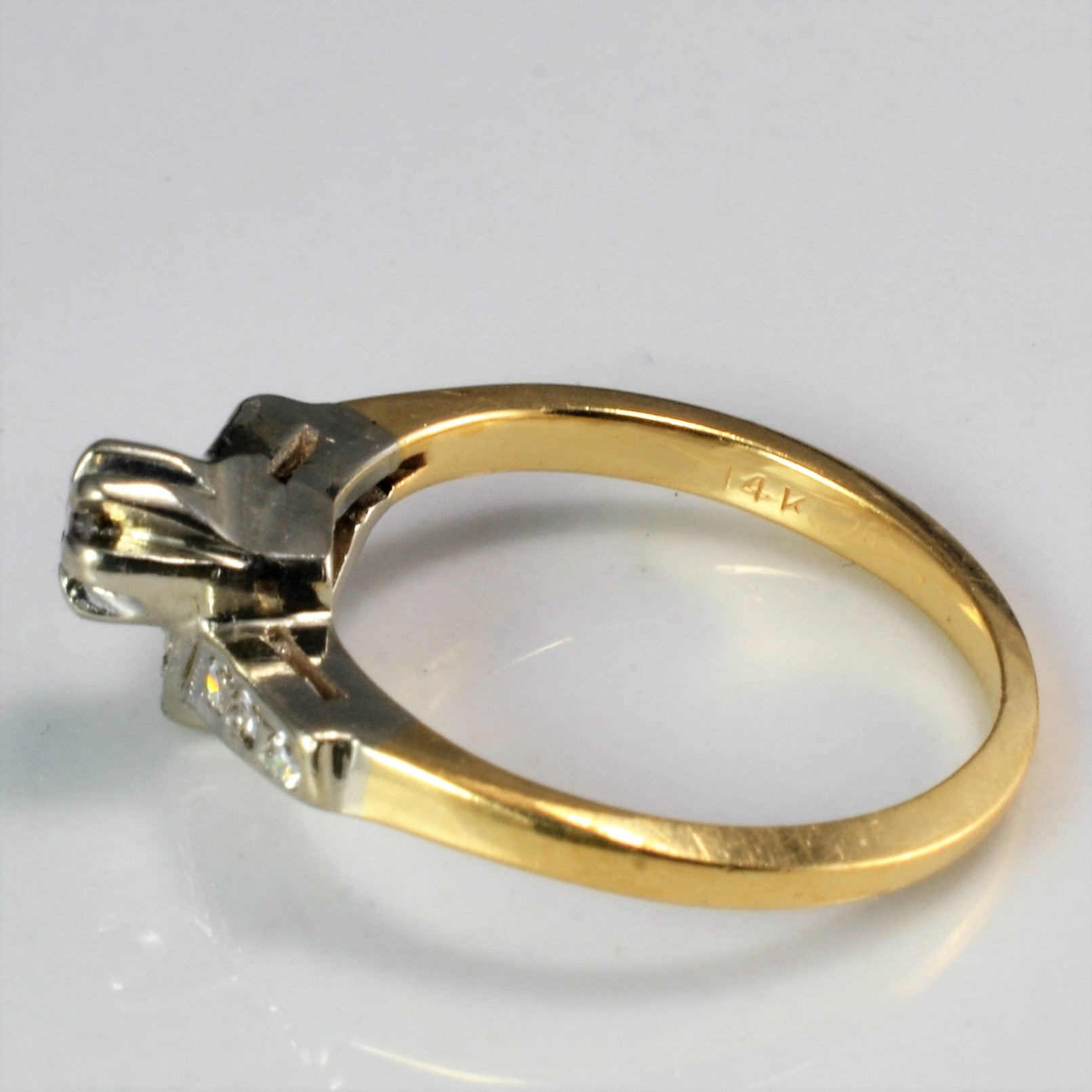 Two Tone Gold Diamond Petite Ring | 0.13 ctw, SZ 4 |